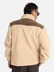Rhythm Dune Half Zip Pullover Three Front Pockets Sherpa Fleece Texture Textured Tobacco Brown and Cream Taupe Khaki LS Long Sleeve Outerwear for Him Men’s Jackets for Men Athens GA Georgia Kempt Menswear Store Near Me