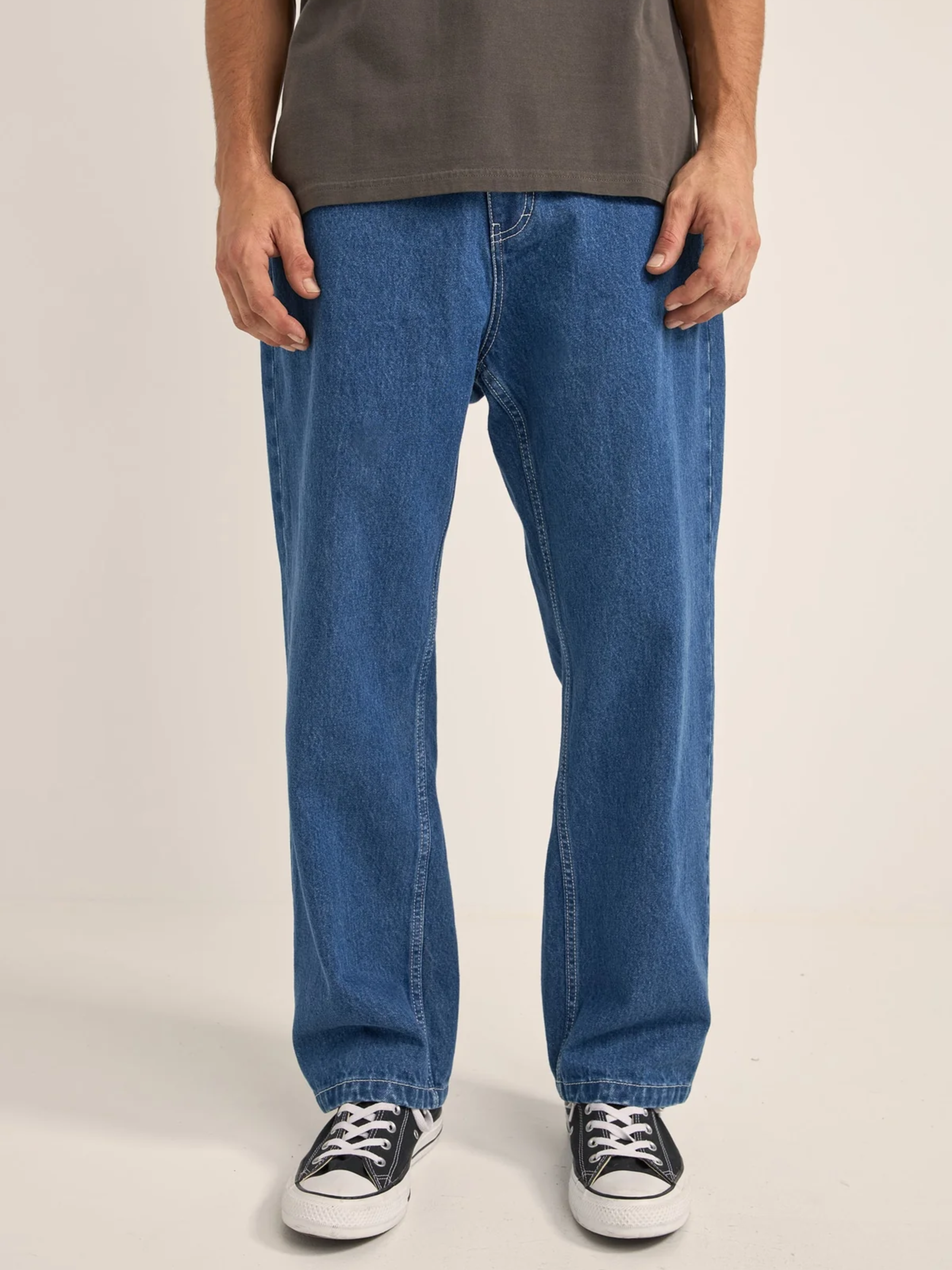 Rhythm Essential Jean Dark Wash Blue Denim Men’s Relaxed Bottoms Pants Athens GA Georgia Kempt Menswear Store Near Me