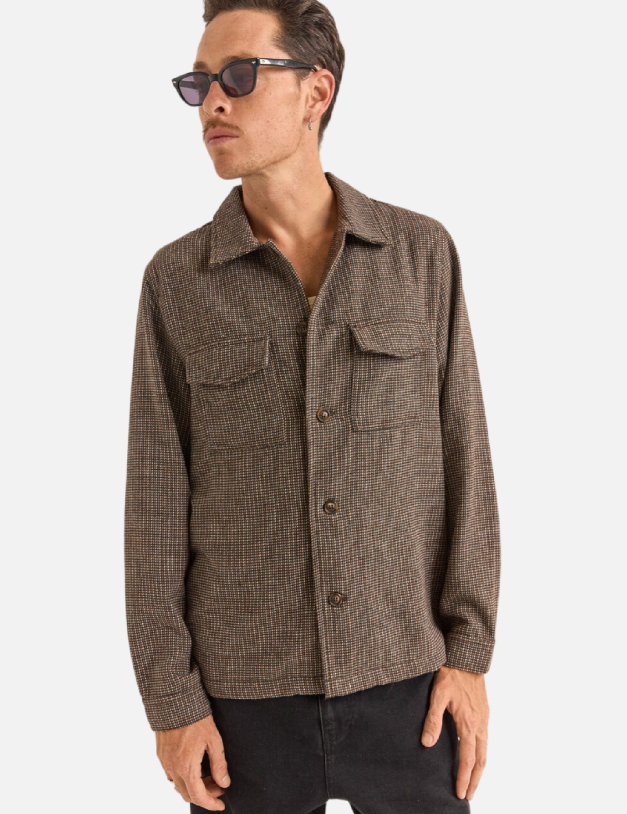 Rhythm Fleck Overshirt Earth Collared Button Front Button Up Men’s LS Long Sleeve Top Athens GA Georgia Kempt Menswear Store Near Me