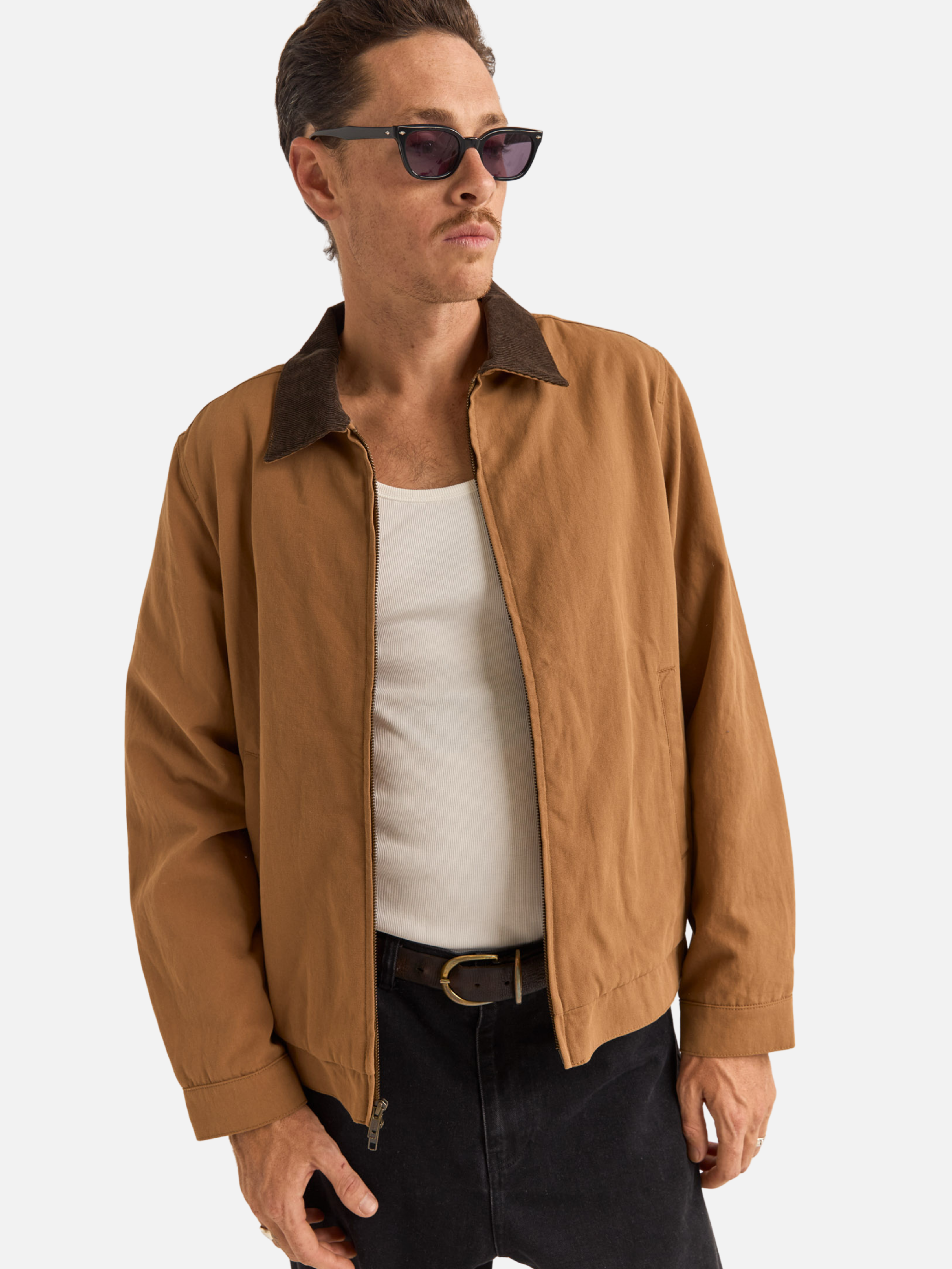 Rhythm James Jacket Tobacco Brown Collar Front Pockets Zip Up Work Jackets for Men Fall Winter Outerwear for Him Athens GA Georgia Kempt Menswear Store Near Me