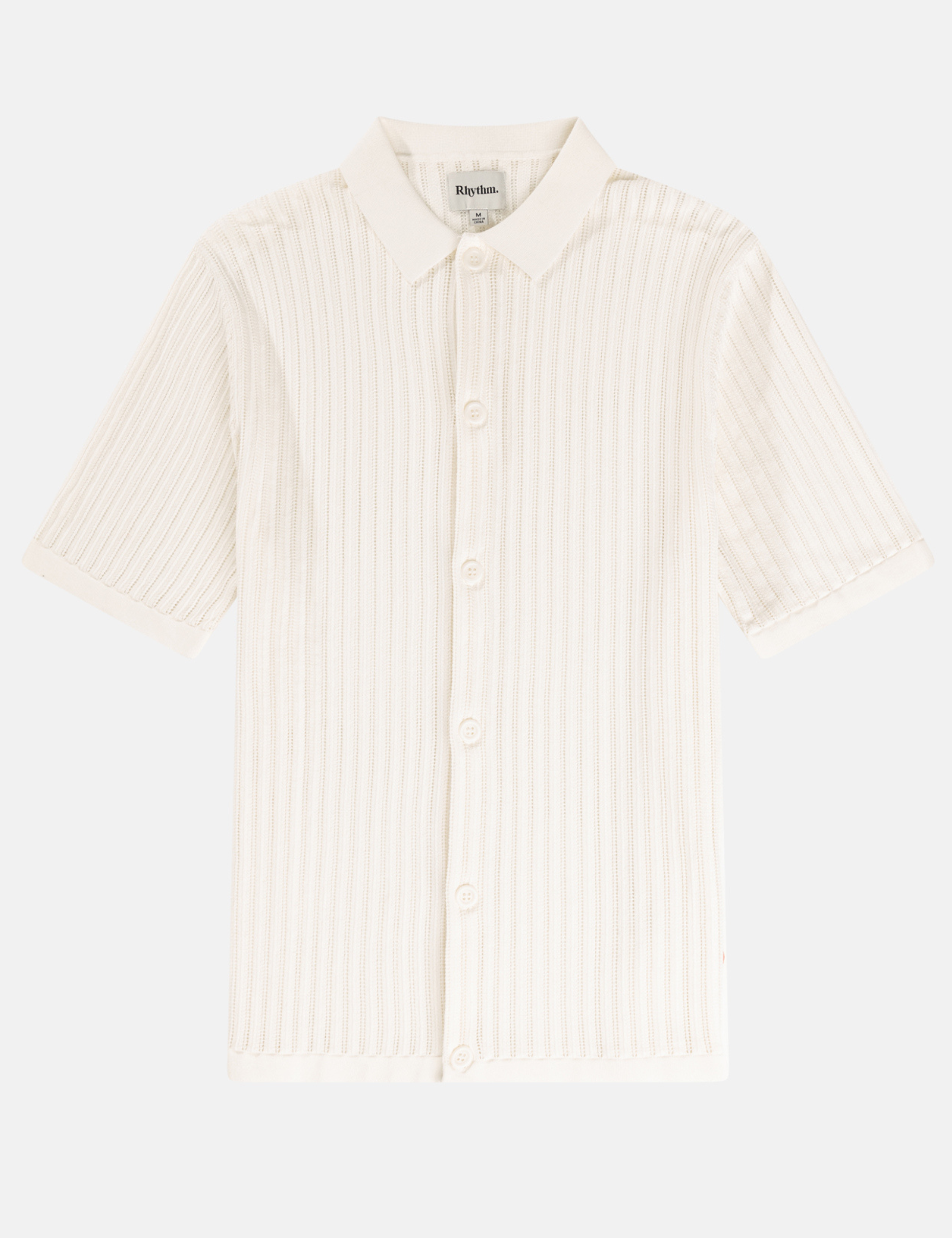Rhythm Knit Button Down Polo Natural Cream White Collared SS Short Sleeve Men’s Top for Men Athens GA Georgia Kempt Menswear Store Near Me