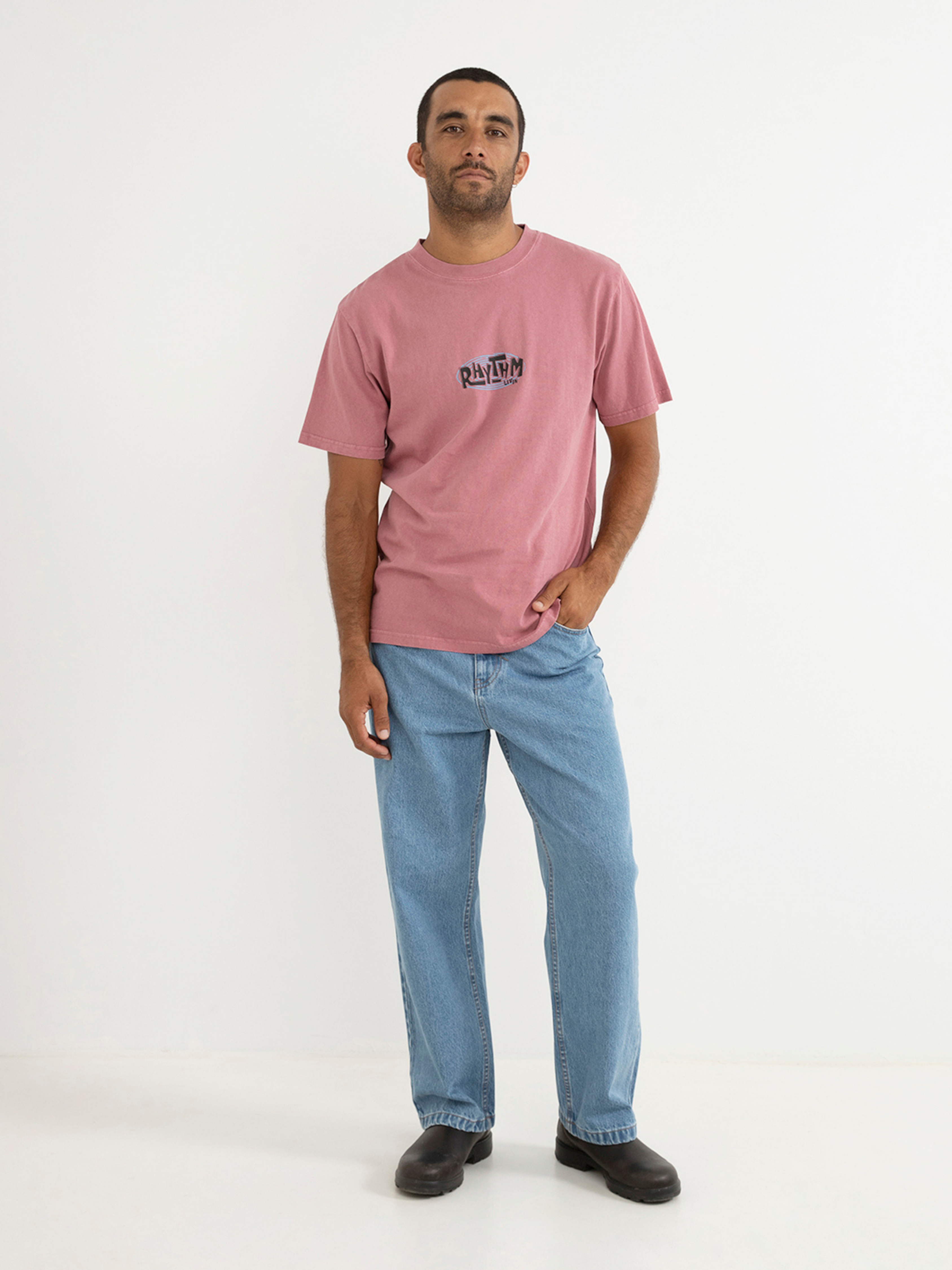 Rhythm Loop Vintage Fit Graphic Tee T-Shirt Chest Graphic Fig Pink SS Short Sleeve Men’s Tops for Men Athens GA Georgia Kempt Menswear Store Near Me