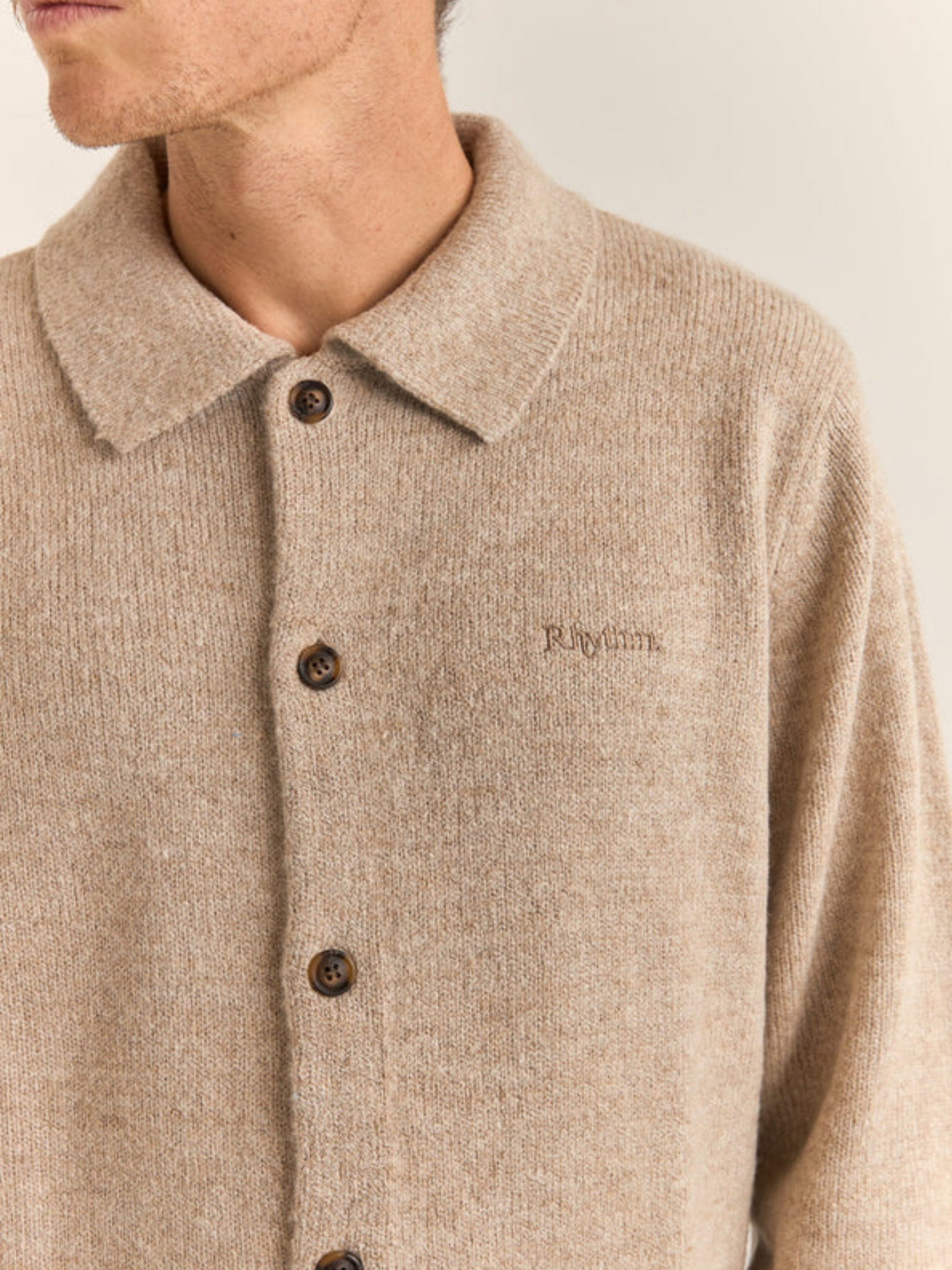 Rhythm Mohair Button Up Knit Natural Cream Cardigan Sweater Vintage Classic Men's Clothing Store Kempt Athens Georgia Menswear Accessories