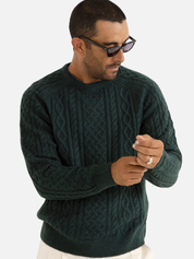 Rhythm Mohair Fishermans Knit  Knitted Knitwear Sweater Cable Knit Raglan Pine Green Gem Fall Winter Men’s Tops for Men Long Sleeve LS Athens GA Georgia Kempt Menswear Store Near Me