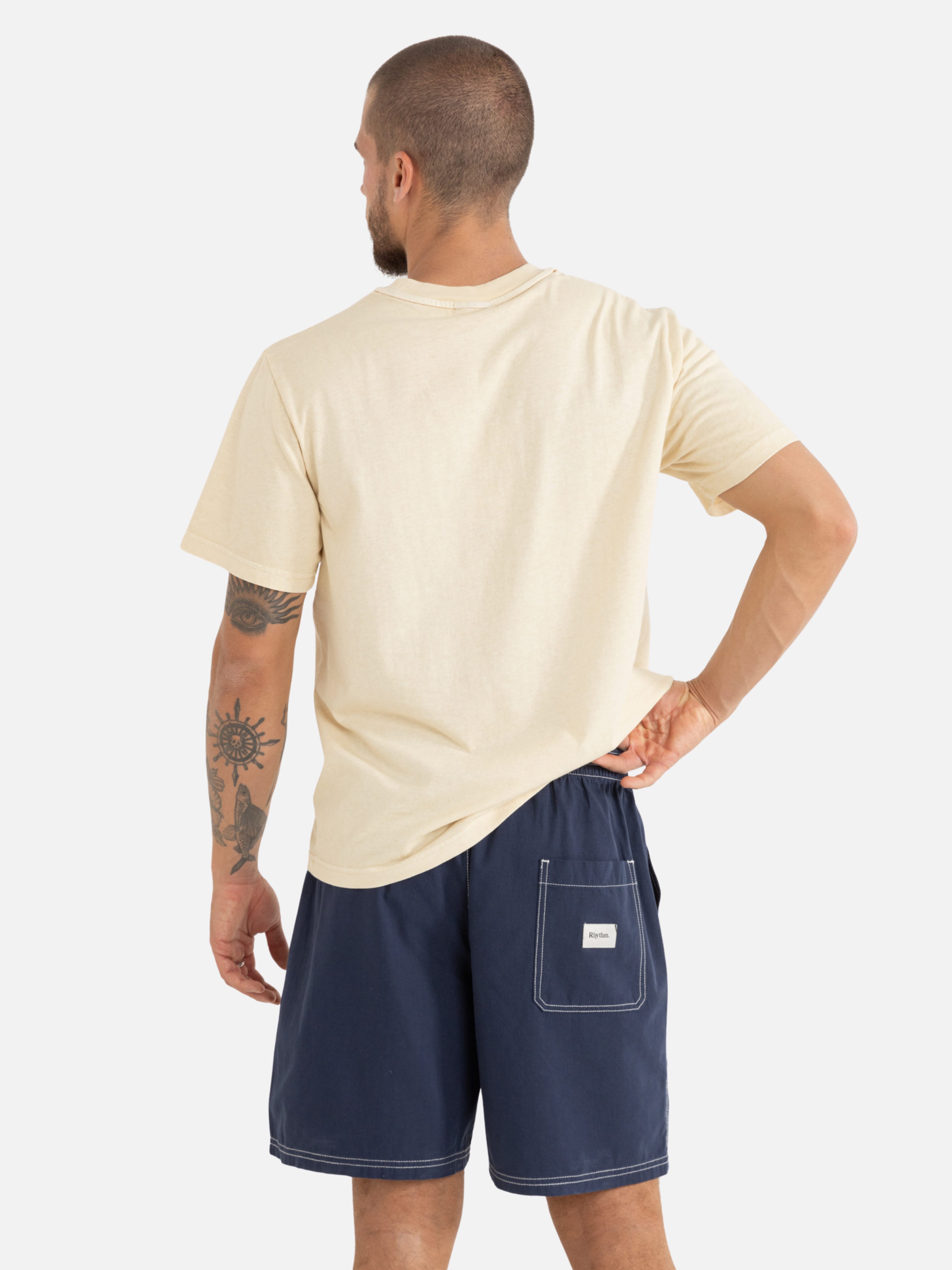 Rhythm Portal Vintage T-Shirt Graphic Tee Shirt Natural Cream Chest Print SS Short Sleeve Men’s Tops for Men Athens GA Georgia Kempt Menswear Store Near Me