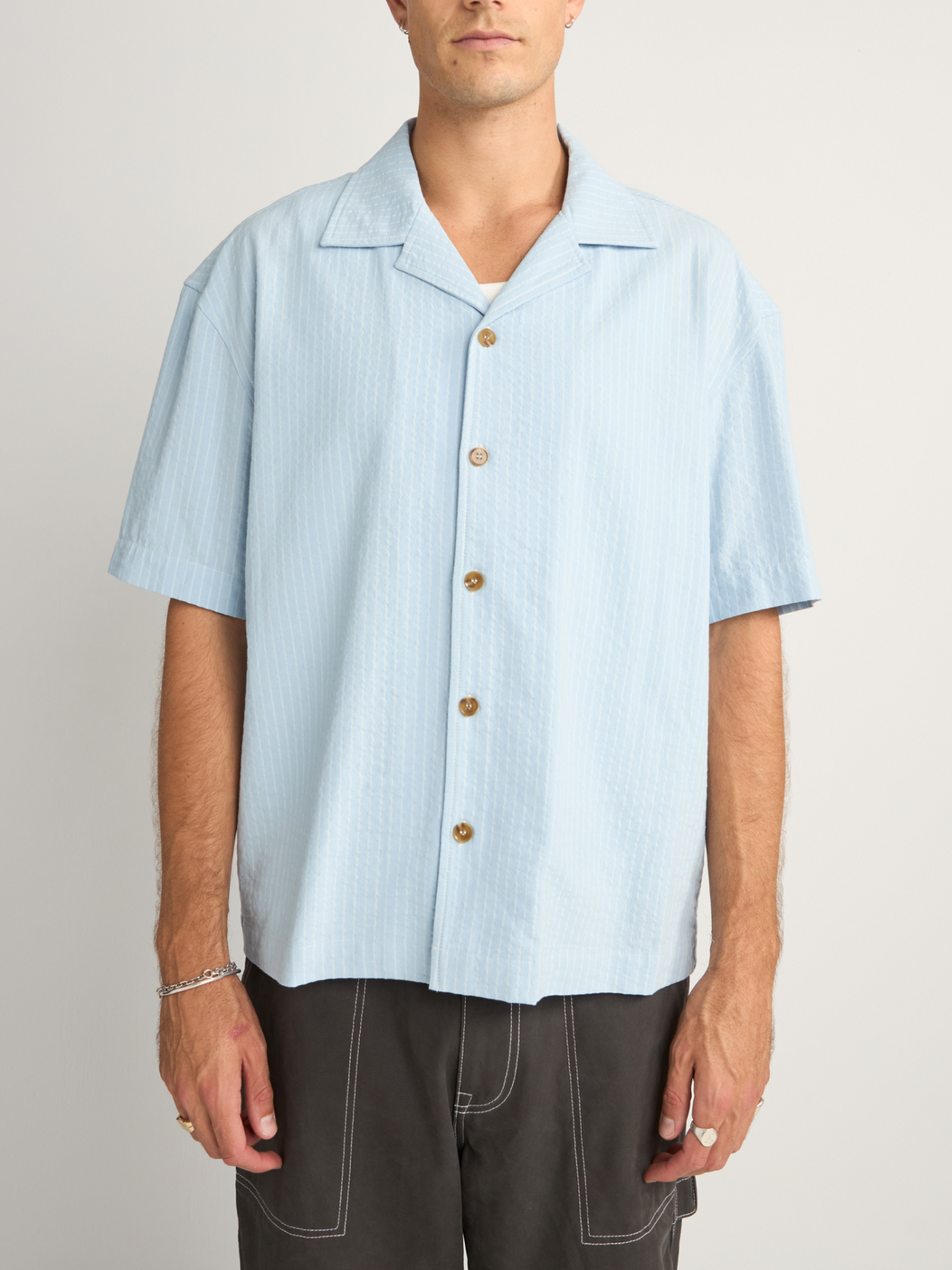Rhythm Relaxed Check SS Shirt - Blue