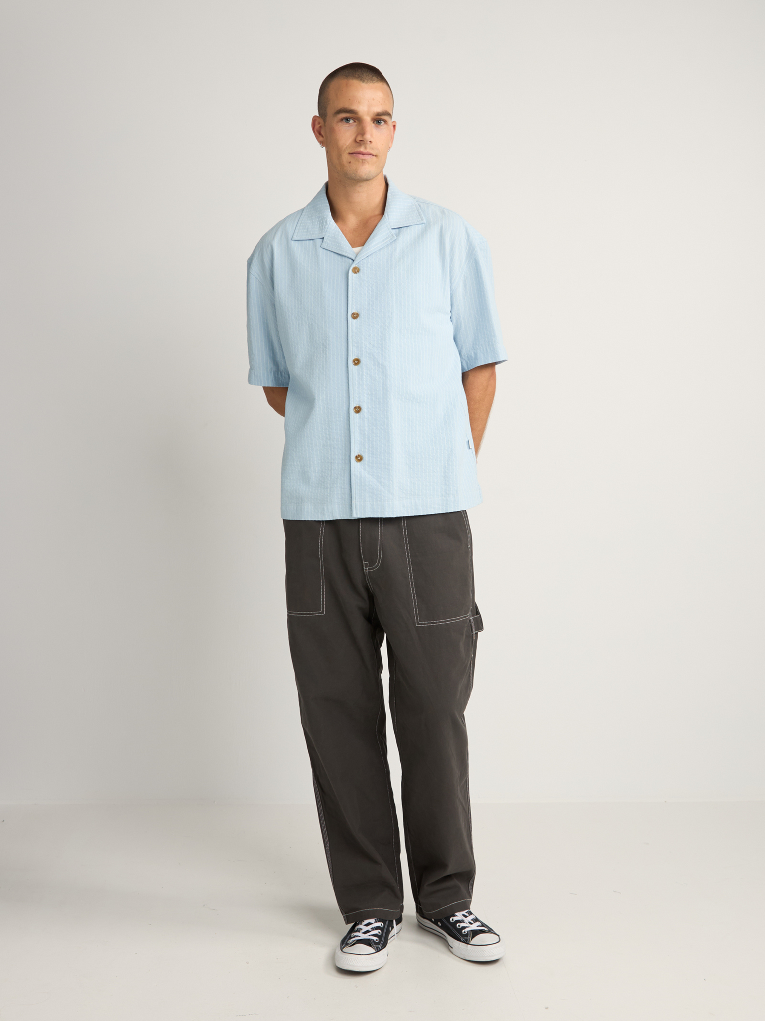 Rhythm Relaxed Check SS Shirt - Blue