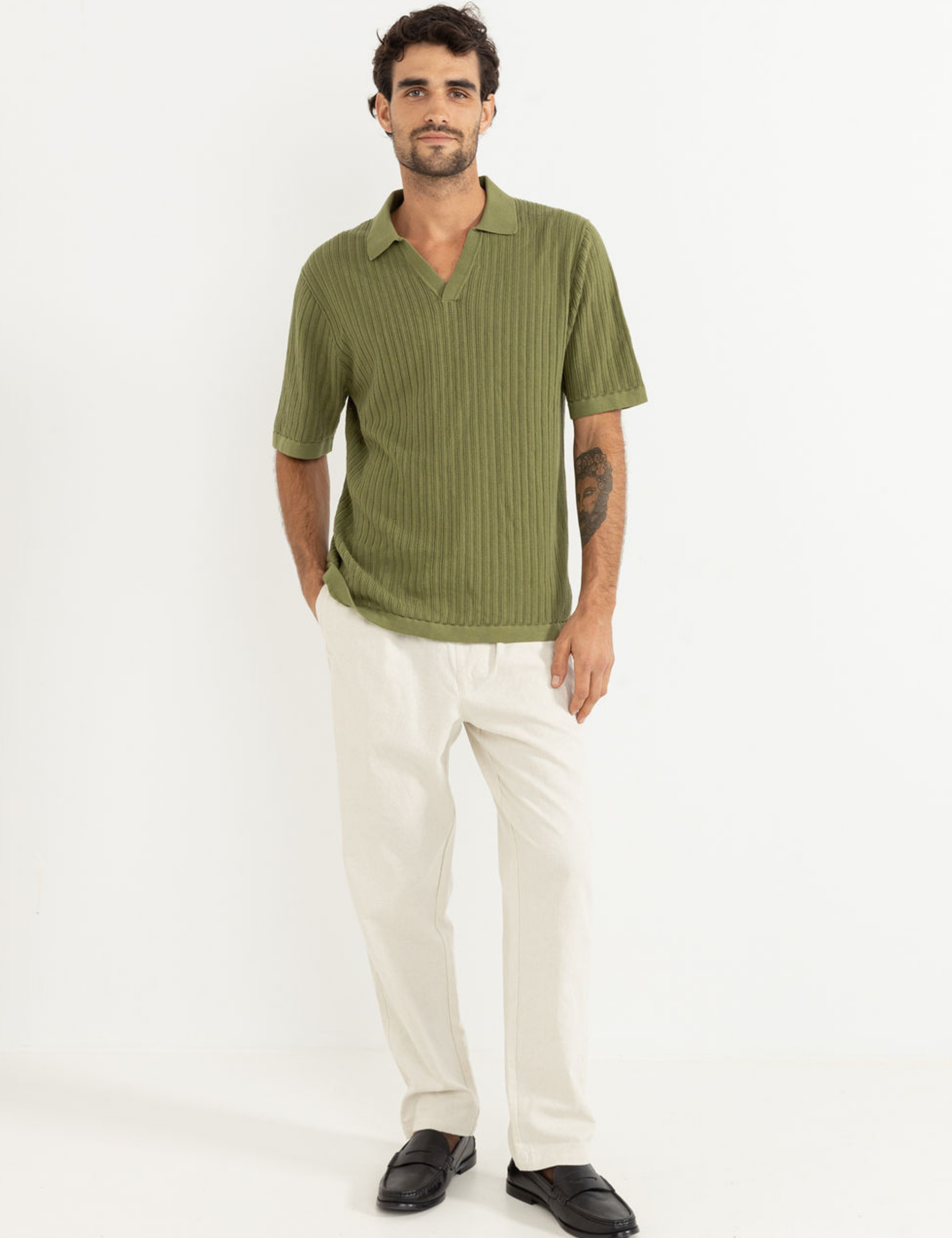 Rhythm Relaxed Knit SS Short Sleeve Knitted Polo Sage Green Collared Men’s Tops for Men Athens GA Georgia Kempt Menswear Store Near Me