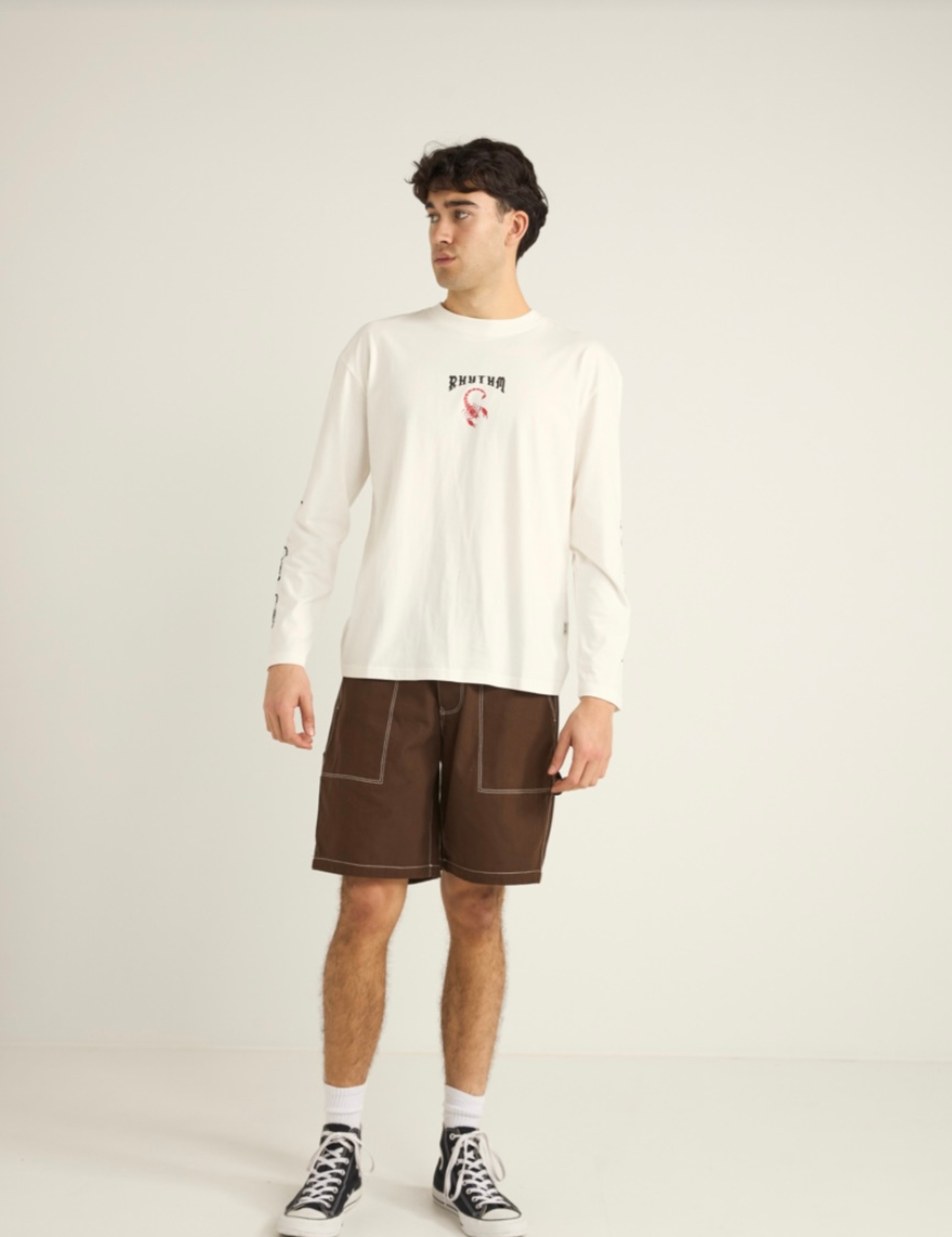 Rhythm Scorpion Vintage Shirt LS Long Sleeve Men’s Top Shirts for Men Graphic Tee Vintage White Cotton Jersey Athens GA Georgia Kempt Menswear Store Near Me