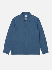 Rhythm Textured texture Wale LS Long Sleeve Shirt Collared Button Up Front Pockets Top for Men Men’s Shirts Fall WInter Washed Indigo Blue Athens GA Georgia Kempt Menswear Store Near Me