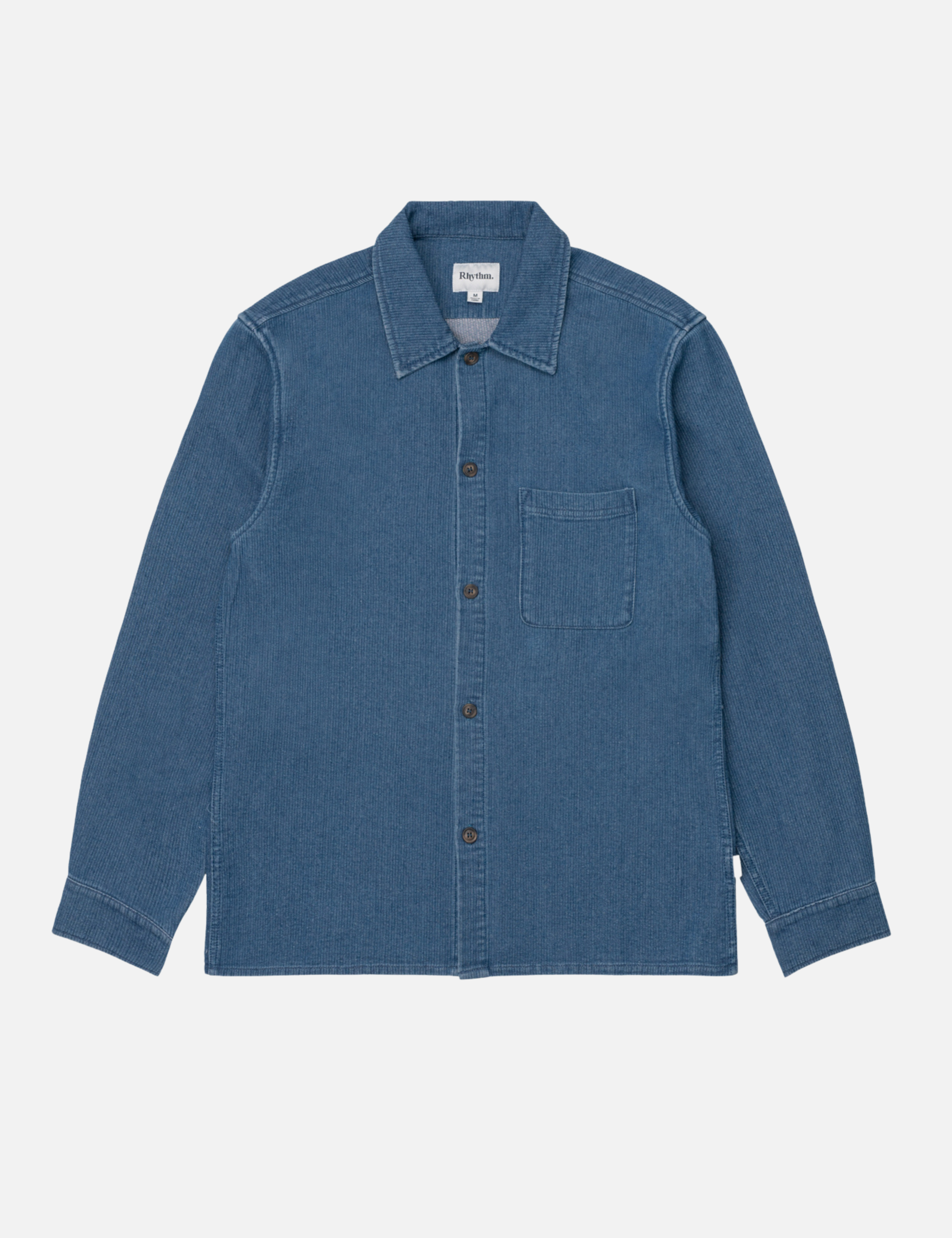 Rhythm Textured texture Wale LS Long Sleeve Shirt Collared Button Up Front Pockets Top for Men Men’s Shirts Fall WInter Washed Indigo Blue Athens GA Georgia Kempt Menswear Store Near Me