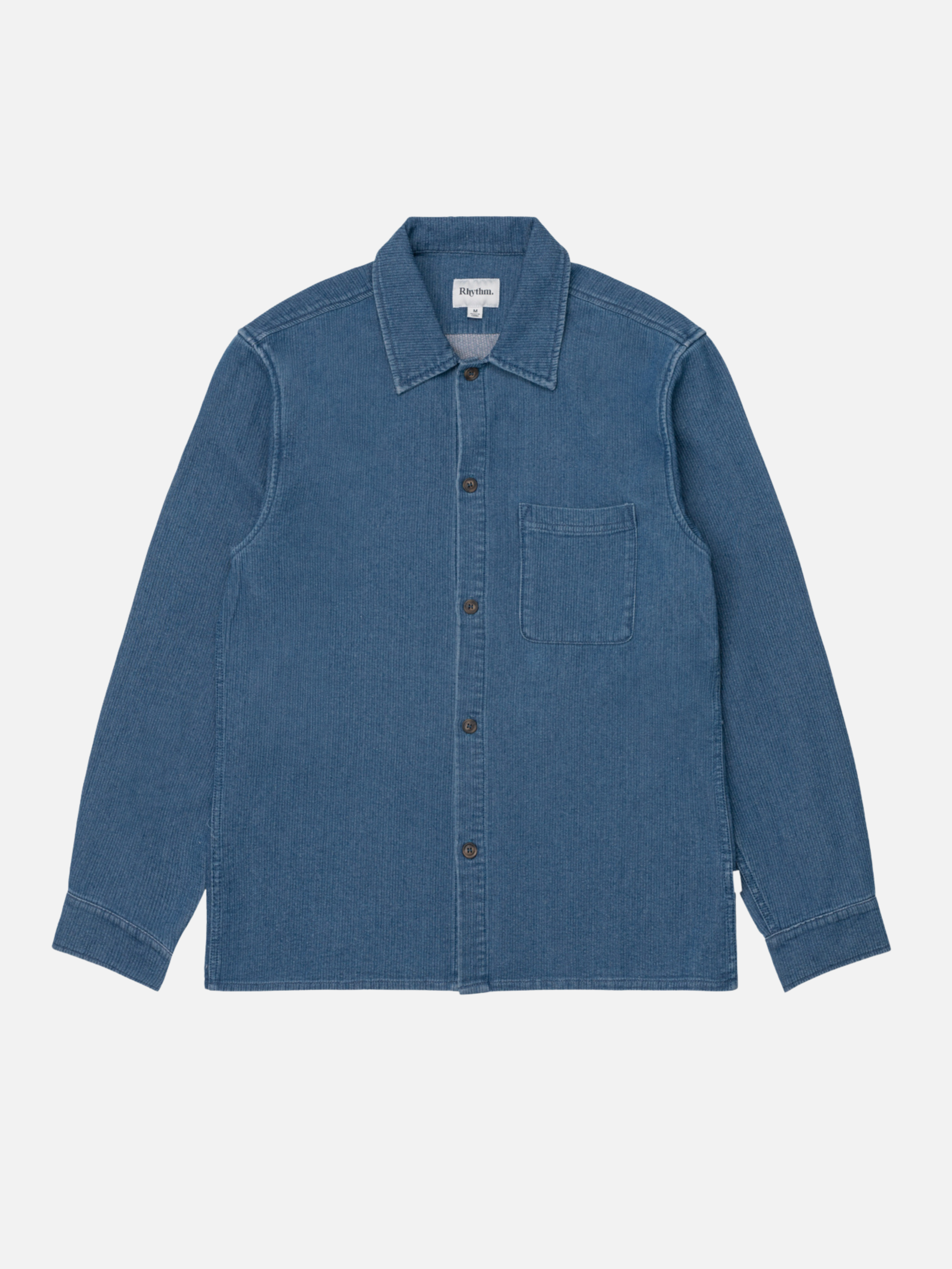 Rhythm Textured texture Wale LS Long Sleeve Shirt Collared Button Up Front Pockets Top for Men Men’s Shirts Fall WInter Washed Indigo Blue Athens GA Georgia Kempt Menswear Store Near Me