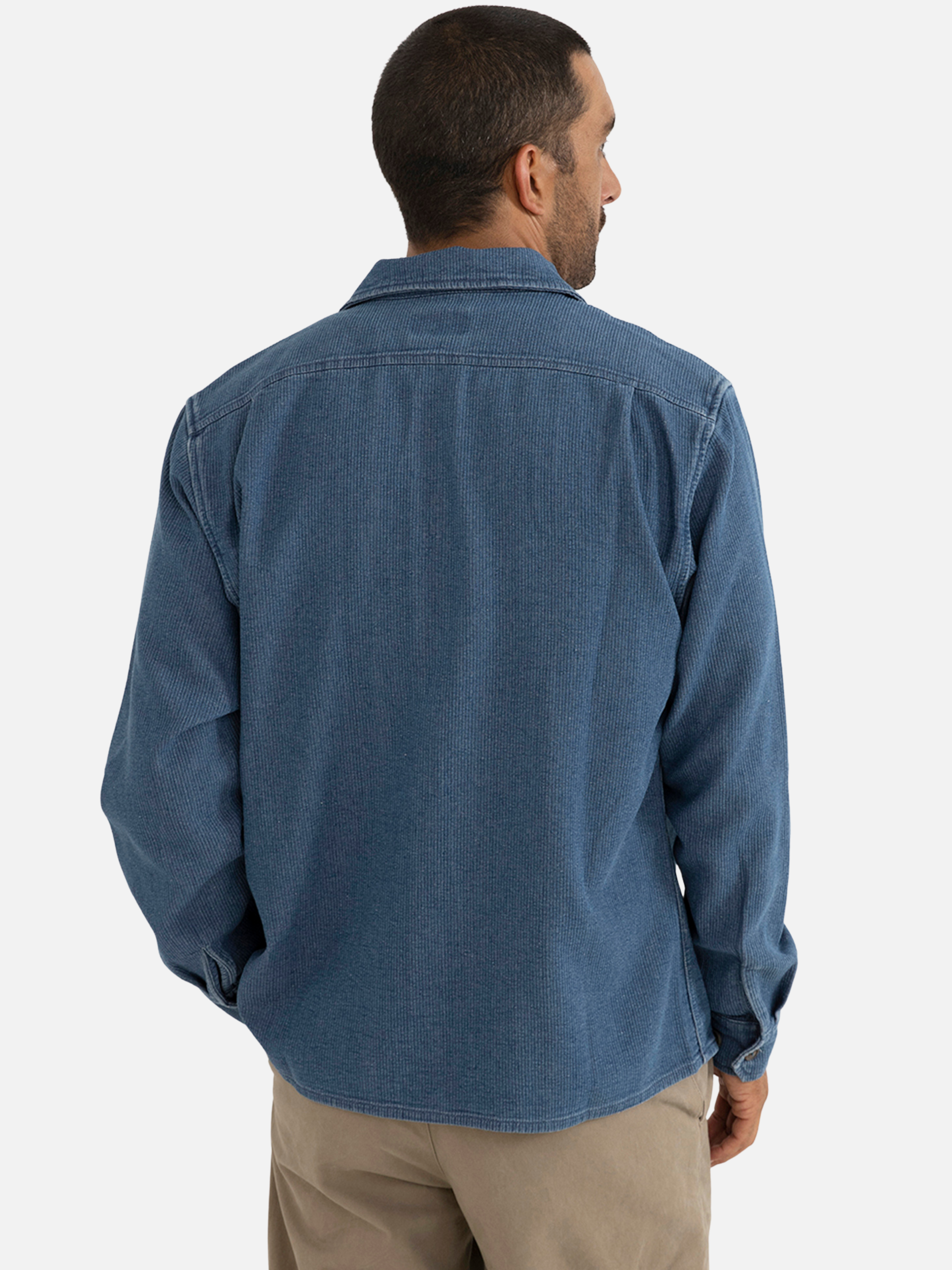 Rhythm Textured texture Wale LS Long Sleeve Shirt Collared Button Up Front Pockets Top for Men Men’s Shirts Fall WInter Washed Indigo Blue Athens GA Georgia Kempt Menswear Store Near Me