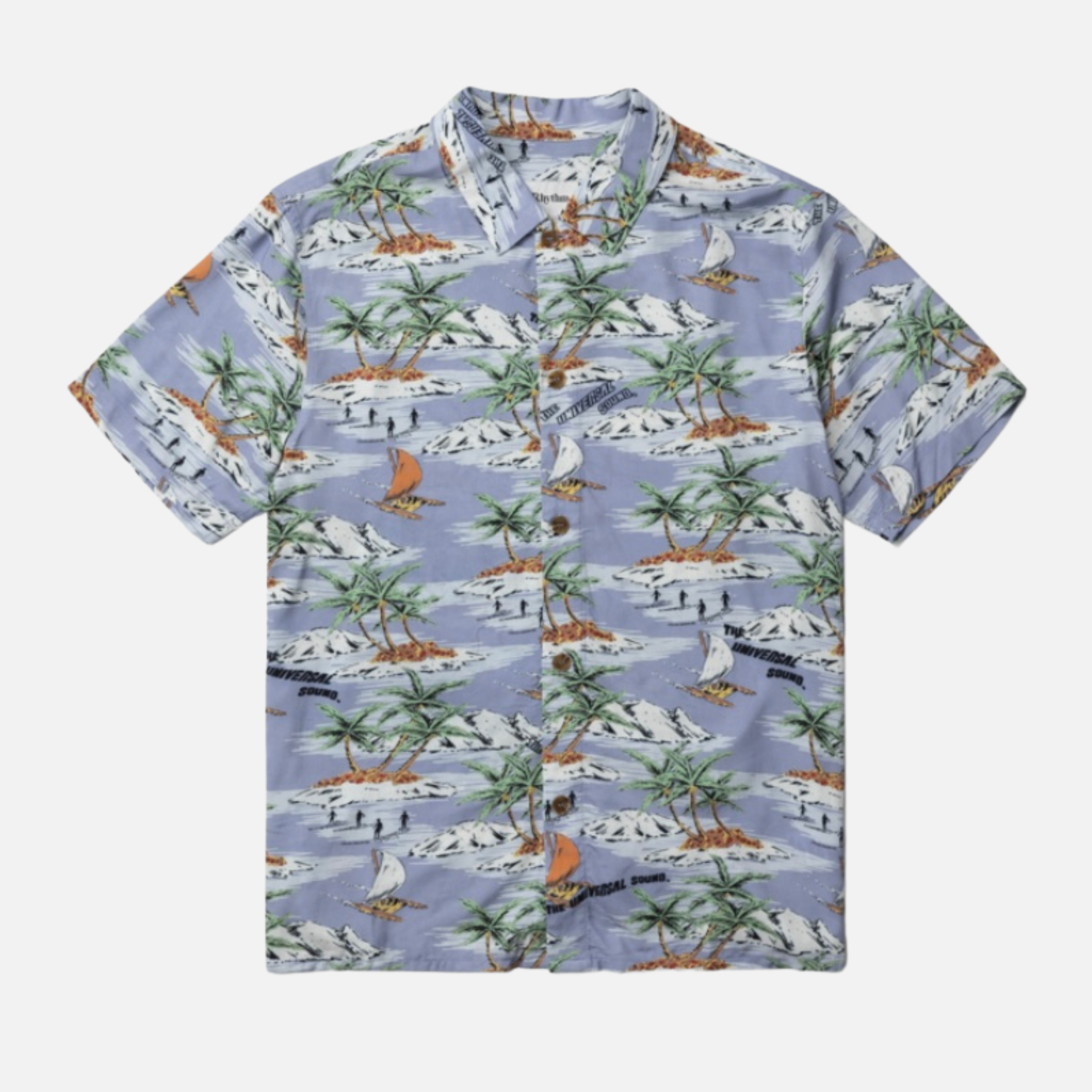 Rhythm Tropical SS Short Sleeve Shirt for Summer Collared Button Up Top for Men Men’s Vacation Style Mist Multicolor Athens GA Georgia Kempt Menswear Store Near Me
