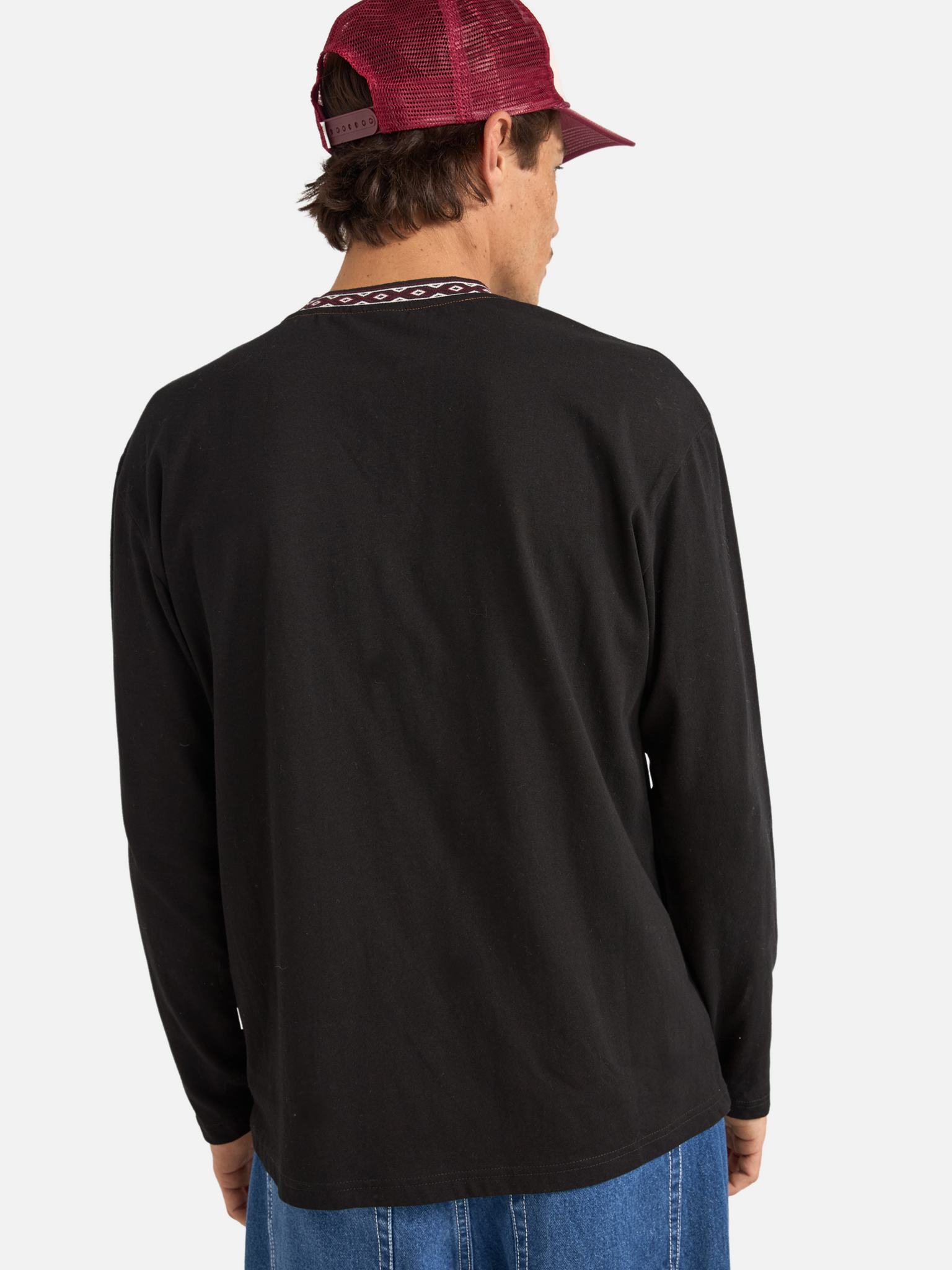 Rhythm Vintage Jac Long Sleeve T-Shirt Black Vintage Jacquard Collared Collar Athens GA Georgia Kempt Menswear Store Near Me 
