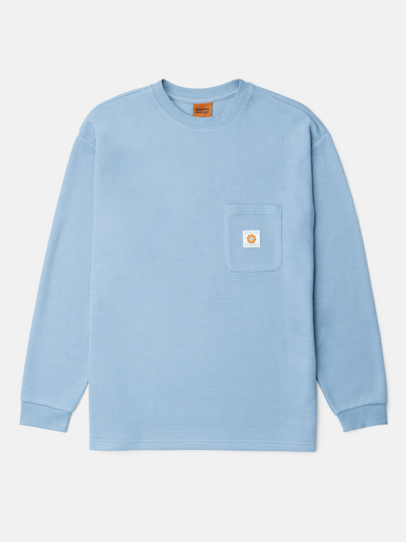 Rhythm Vintage Pocket Front LS Long Sleeve Waffle Knit Texture Knitted Men’s Tops for Men Slate Blue Grey Gray Athens GA Georgia Kempt Menswear Store Near Me