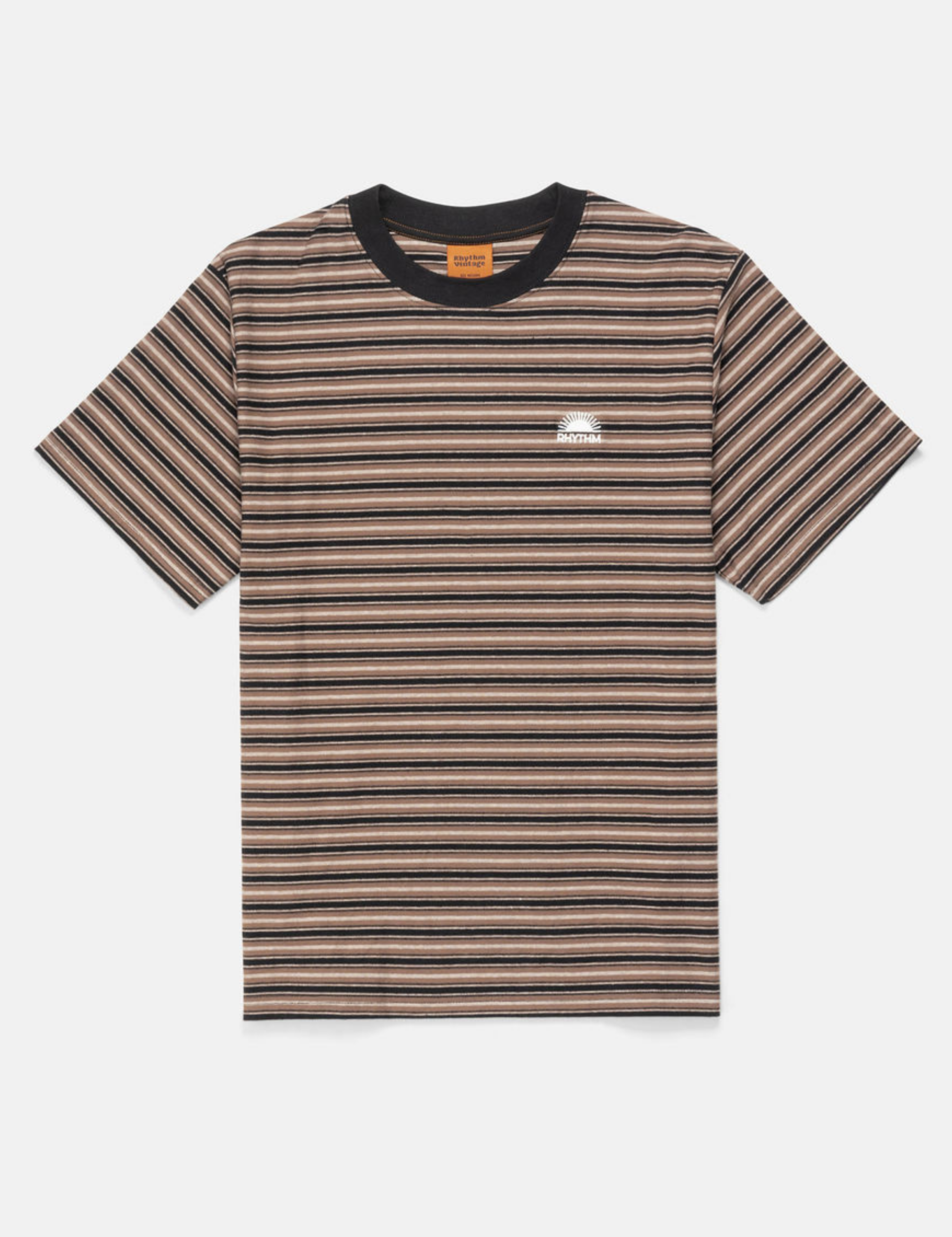 Rhythm Vintage Stripe SS Short Sleeve T-Shirt Tee Men’s Tops for Men Brown Black Cream Latte Athens GA Georgia Kempt Menswear Store Near Me