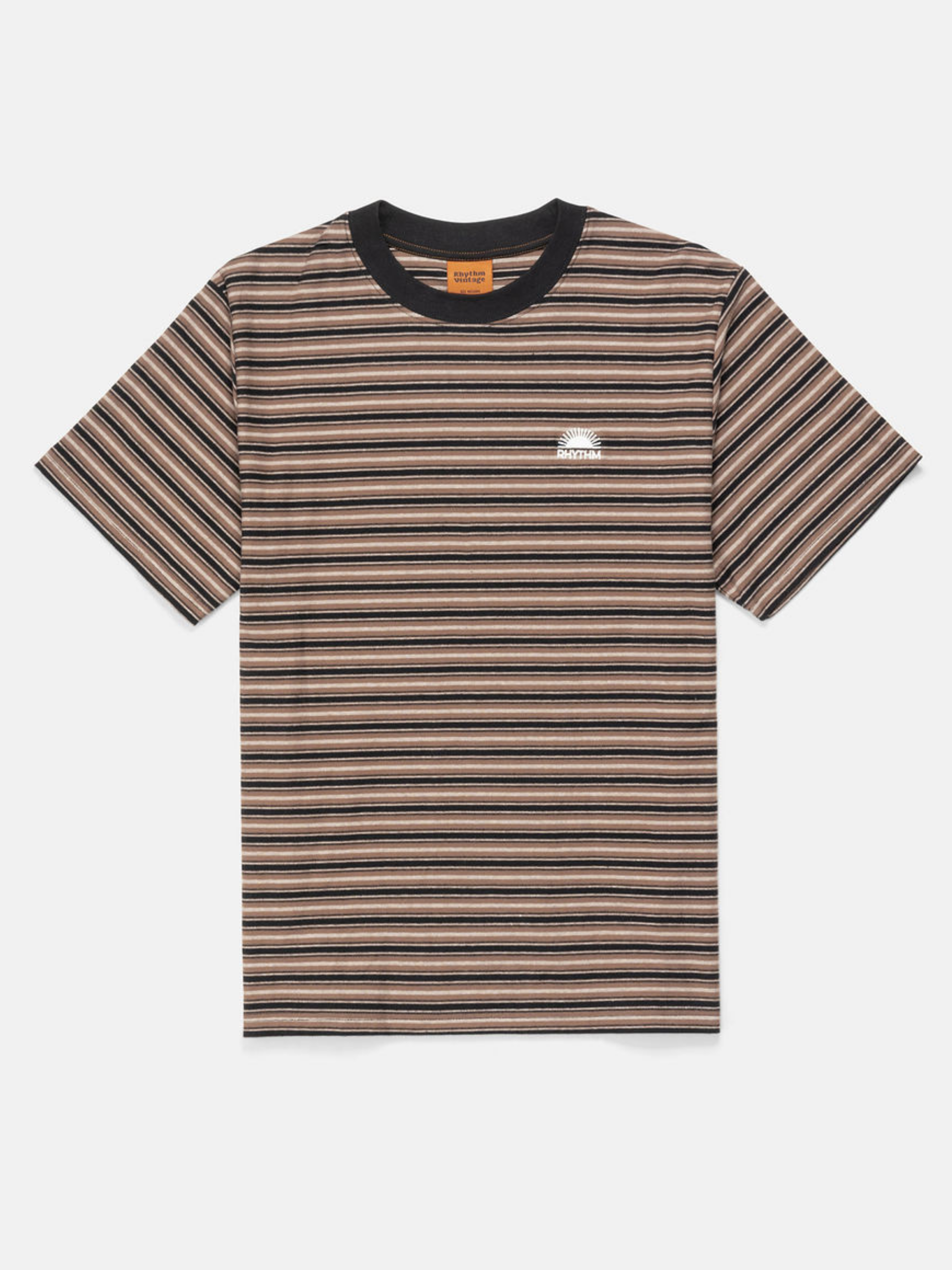 Rhythm Vintage Stripe SS Short Sleeve T-Shirt Tee Men’s Tops for Men Brown Black Cream Latte Athens GA Georgia Kempt Menswear Store Near Me