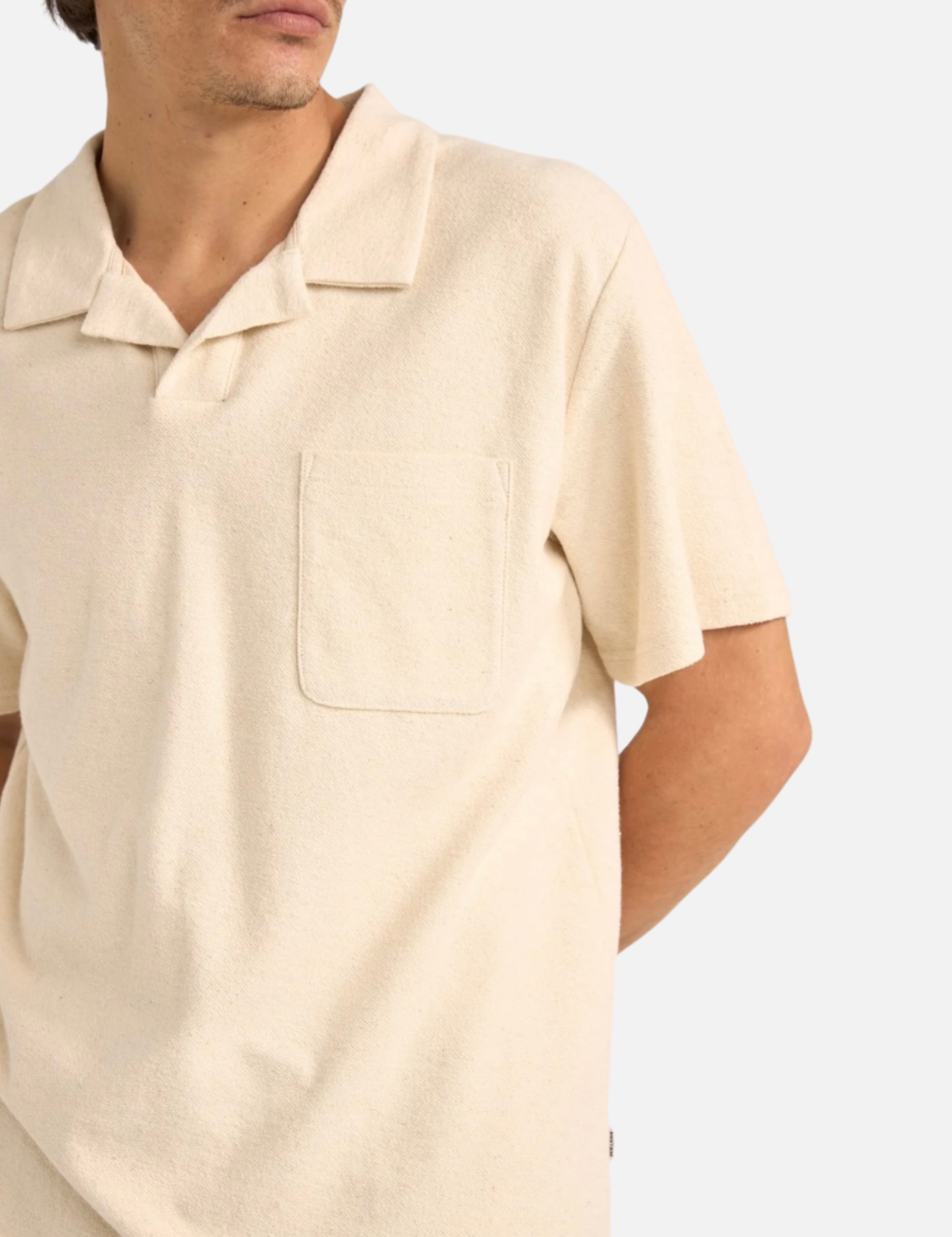 Rhythm Vintage Terry Polo Natural Off-White Cream Terrycloth Collared SS Short Sleeve Men’s Shirt Top for Men Athens GA Georgia Kempt Menswear Store Near Me