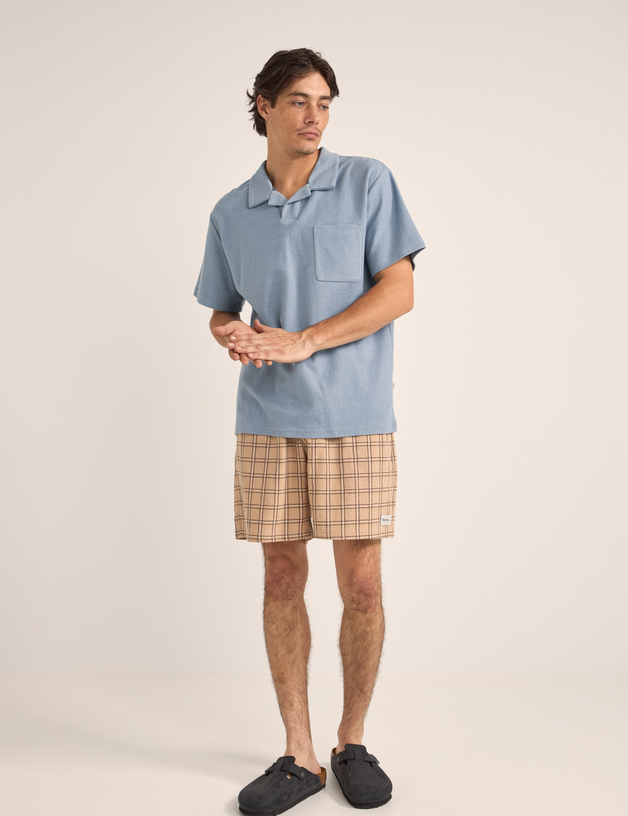 Rhythm Vintage Terry Terrycloth Polo Men’s Collared SS Short Sleeve Shirt Spring Summer Slate Blue Tops for Men Athens GA Georgia Kempt Menswear Store Near Me