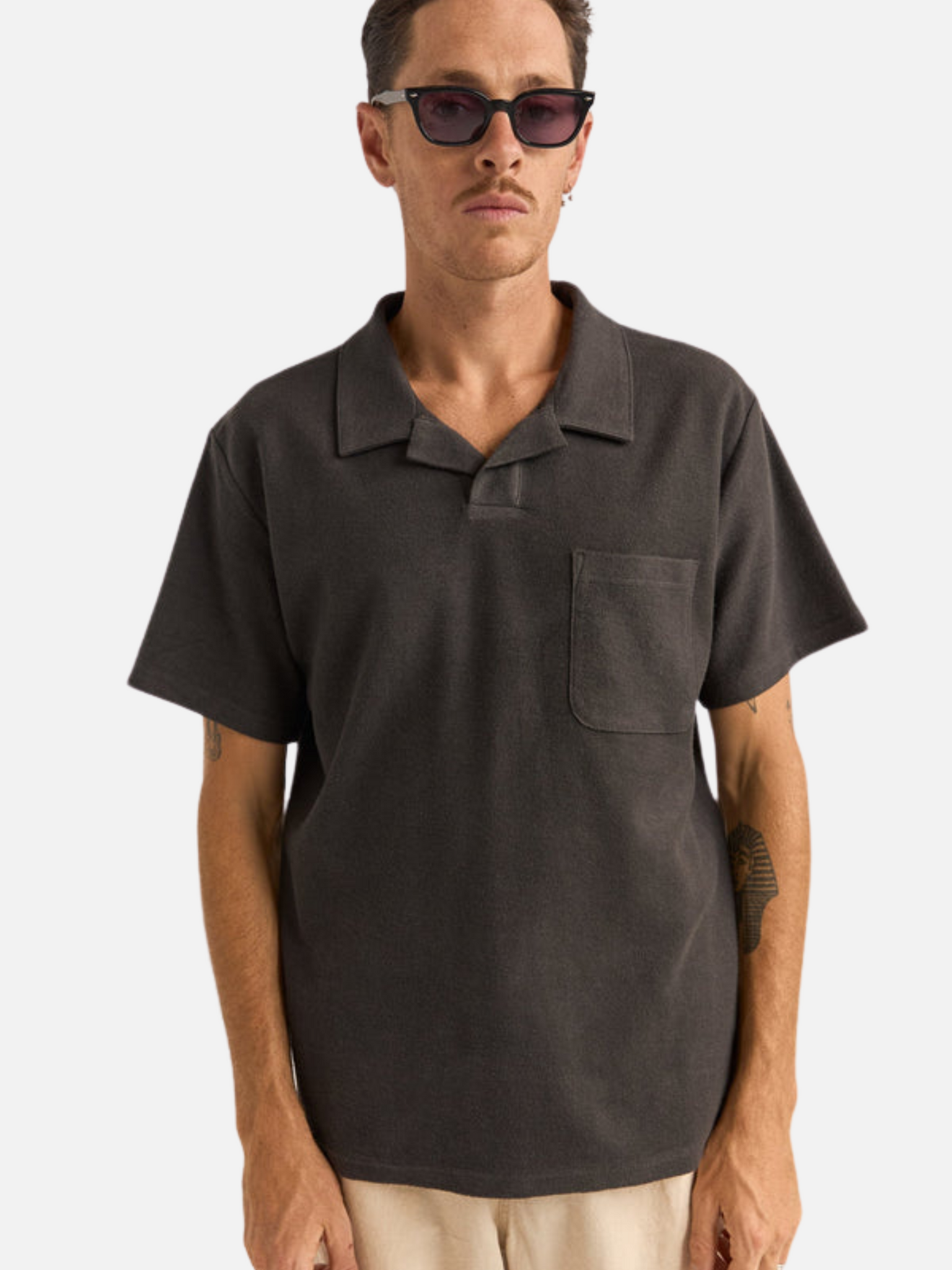 Rhythm Vintage Terry Polo Vintage Black Front Pocket Collared Men’s Top Shirt Athens GA Georgia Kempt Menswear Store Near Me