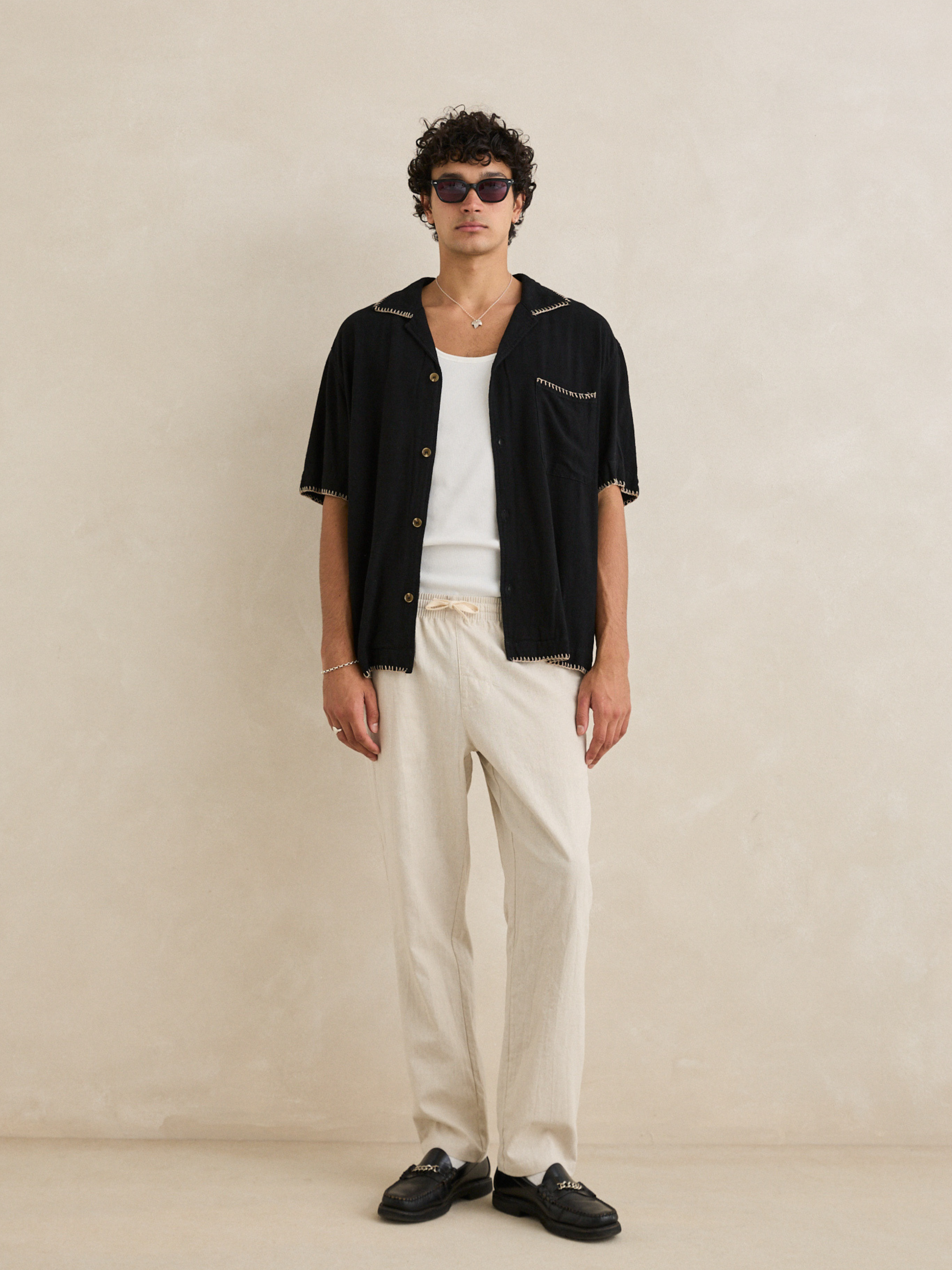 Rhythm Linen Jam Pant - Bone