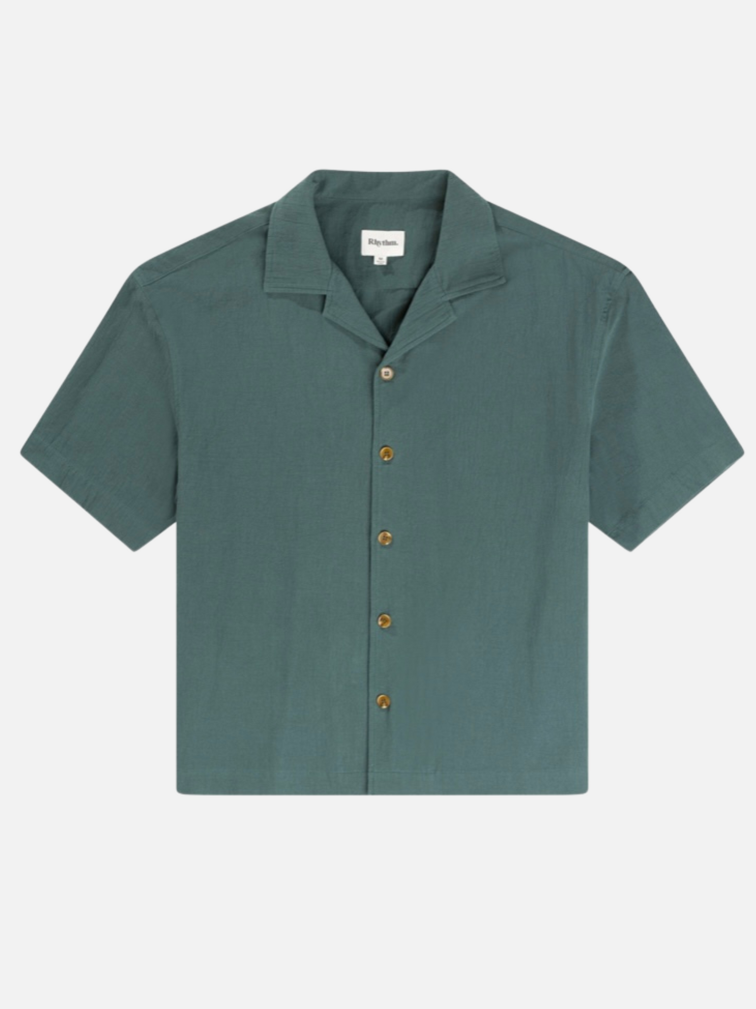 Rhythm Relaxed Texture Shirt Teal Blue Green Spring Summer Textured Cropped Shirt Button Down Collared Tops for Men Men’s Top Athens GA Georgia Kempt Menswear Store Near Me