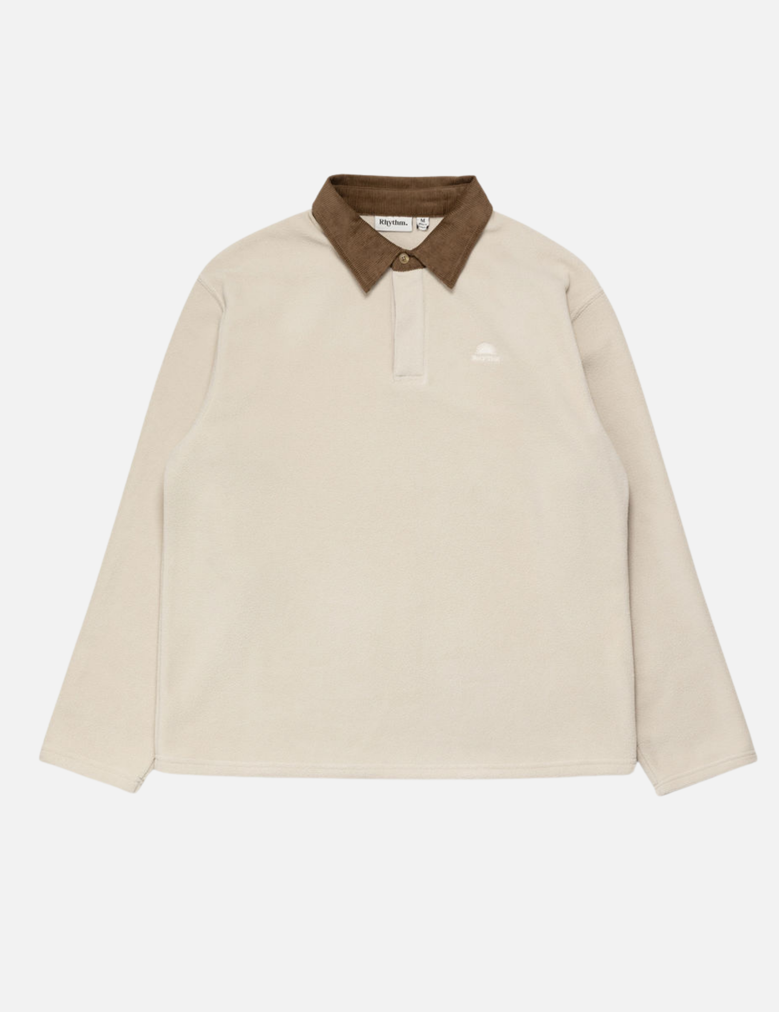 Rhythm Livin Awake Polar Fleece Polo Natural Men's LS Long Sleeve Fleece Rugby Polo Cream For Men Athens GA Georgia Kempt Menswear Store Near Me