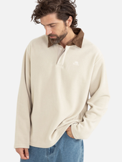 Rhythm Livin Awake Polar Fleece Polo Natural Men's LS Long Sleeve Fleece Rugby Polo Cream For Men Athens GA Georgia Kempt Menswear Store Near Me