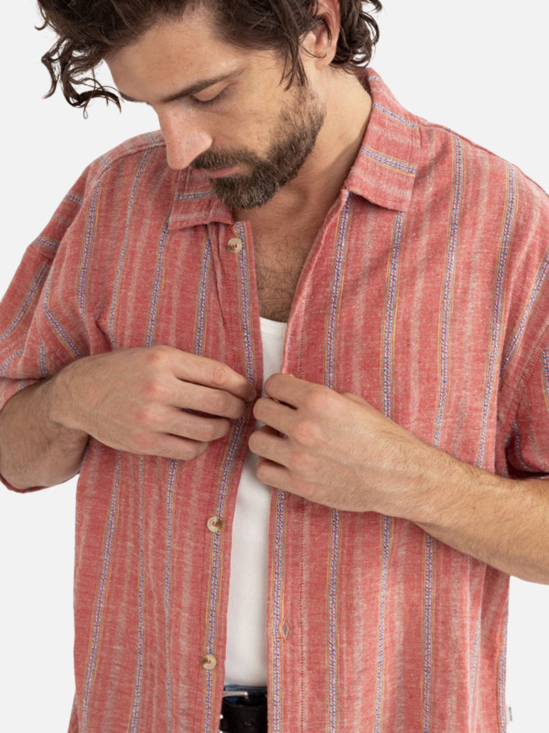 Rhythm Charlie Relaxed Shirt Red Spring Summer Men's Casual Collared Button Up Shirt For Men Athens GA Georgia Kempt Menswear Store Near Me