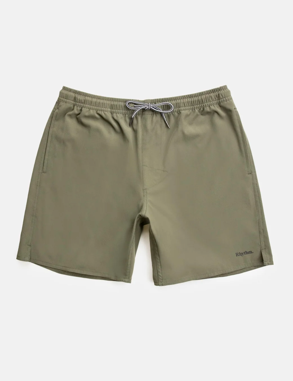 rhythm classic beach short olive green drawstring elastic waistband spandex polyester blend swim trunk kempt athens ga georgia men's clothing store