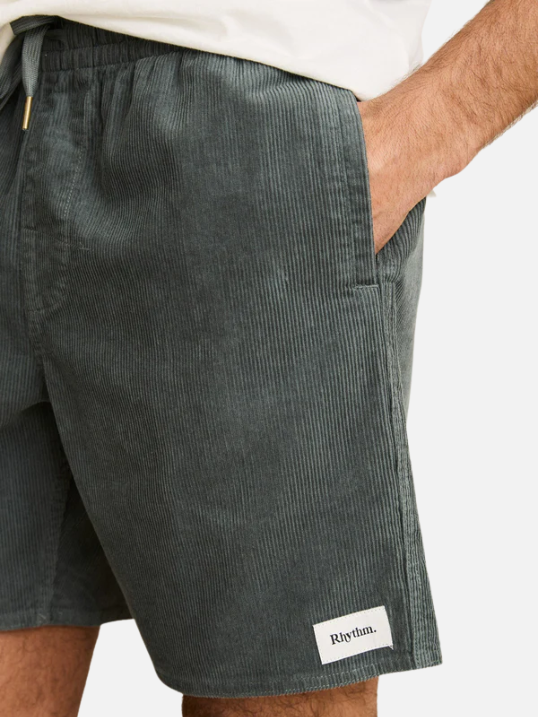 Rhythm Classic Cord Jam Silver Pine Green Men's Corduroy Elastic Waist Short For Men Athens GA Georgia Kempt Menswear Store Near Me