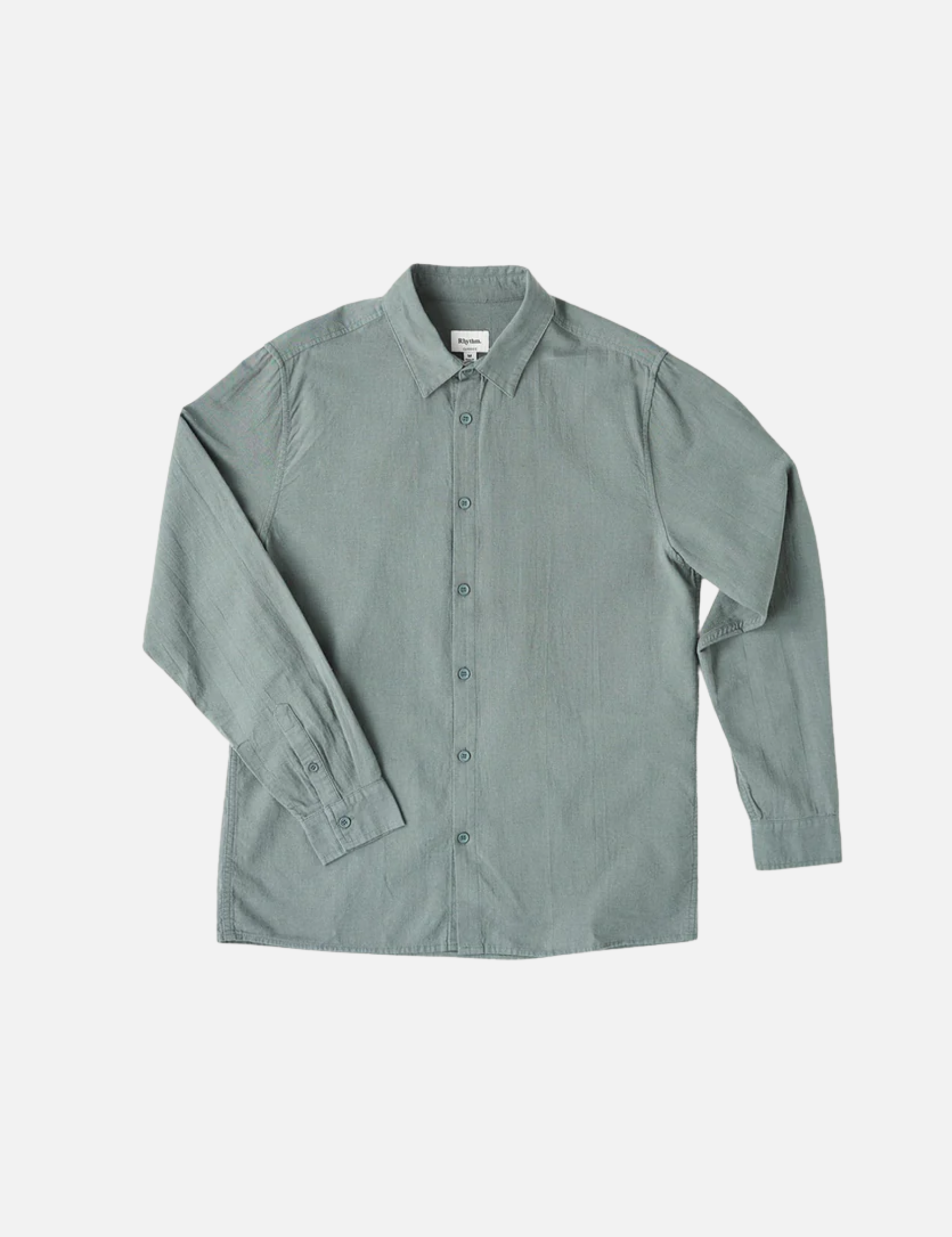 Rhythm Classic Linen LS Long Sleeve Shirt Silver Pine Green Men's Collared Linen Button Up For Men Athens GA Georgia Kempt Menswear Store Near Me