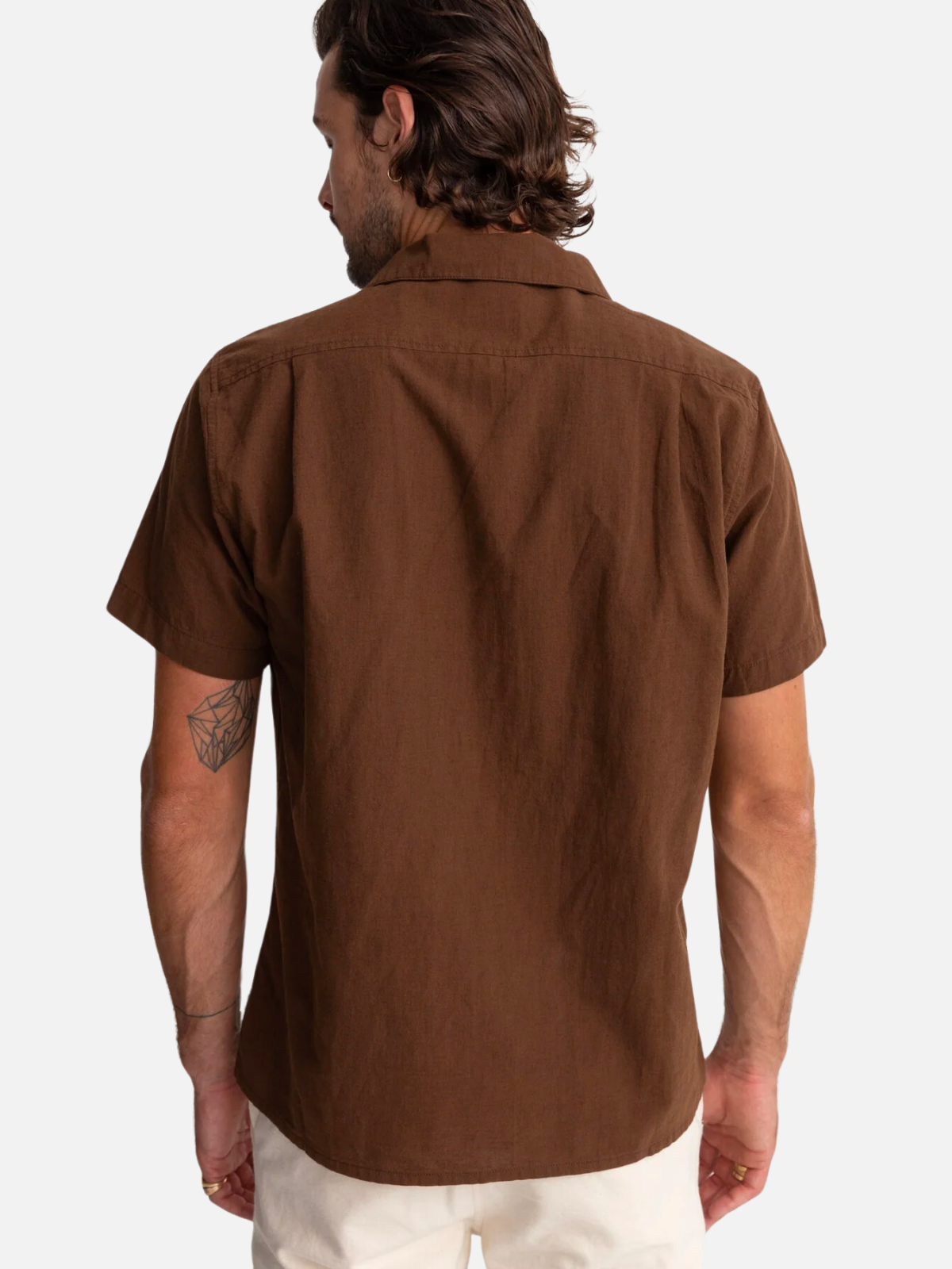 rhythm classic linen ss short sleeve shirt chocolate brown button up cotton linen blend kempt athens ga georgia men's clothing store