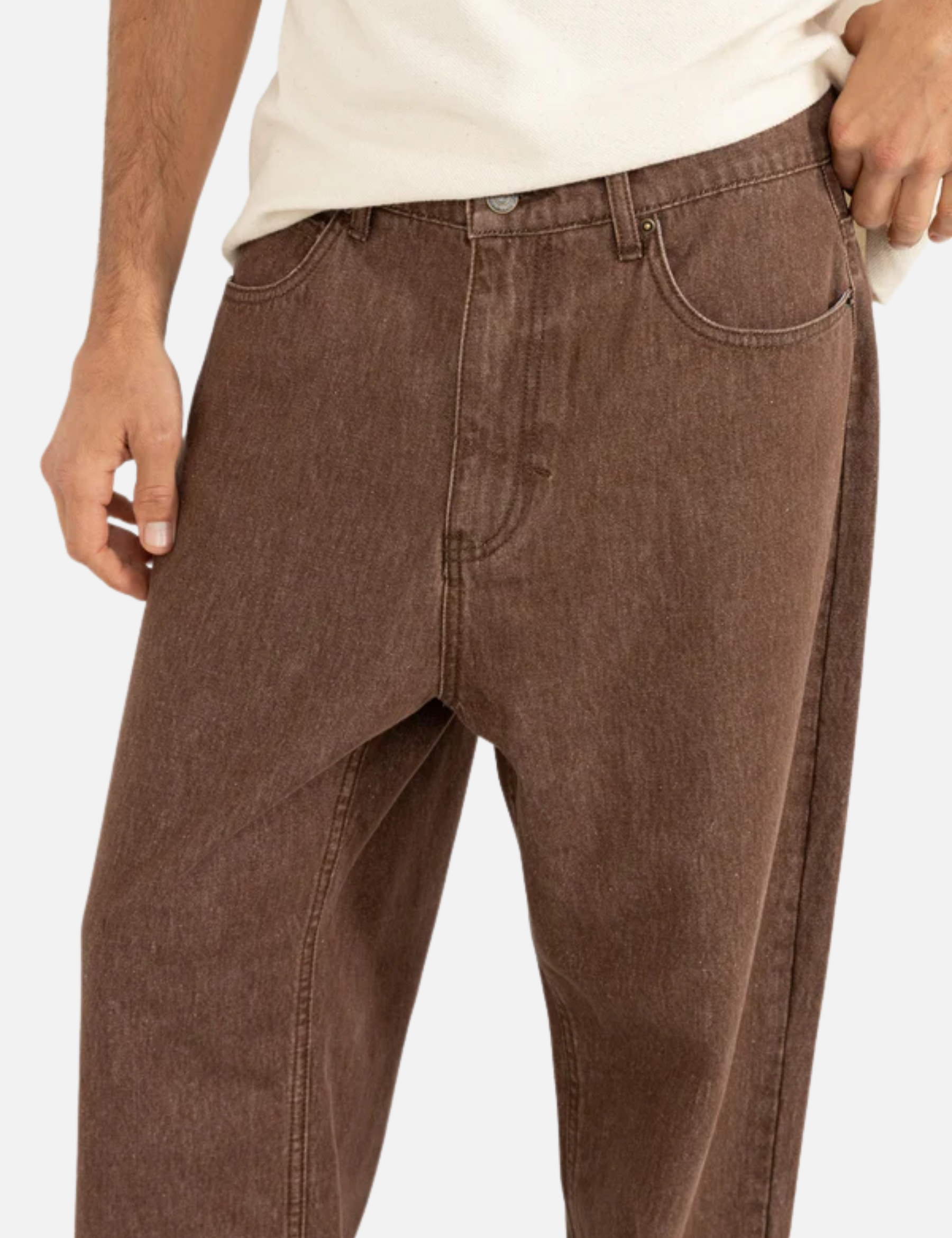 Rhythm Essential Jean Washed Brown Men's Straight Leg Relaxed Fit Denim Jean For Men Athens GA Georgia Kempt Menswear Store Near Me