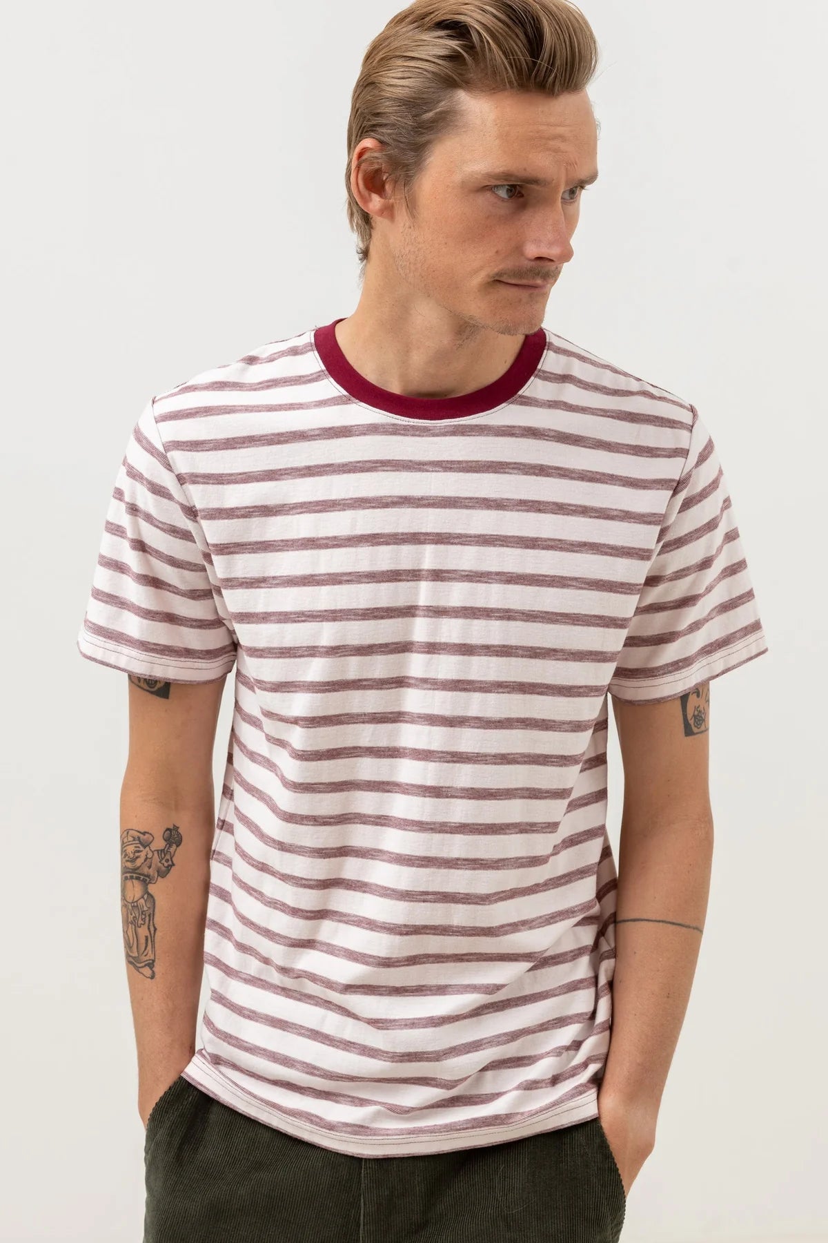rhythm everyday striped short sleeve t short mulberry shirt kempt athens ga mens clothing store downtown athens ga shipping