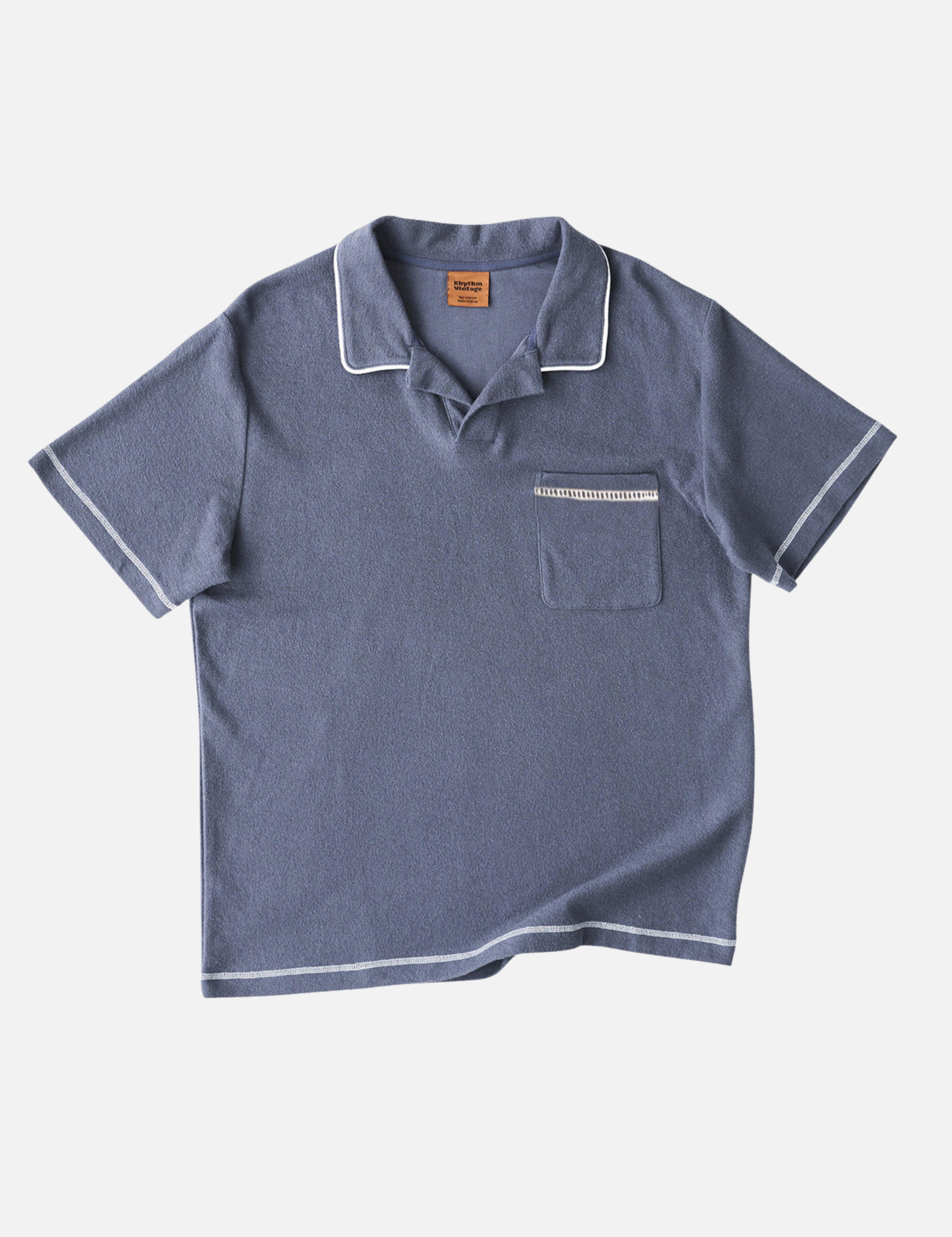 Rhythm Ladder Vintage Terry Polo Vintage Navy Men's Textured Collared Navy Blue Shirt For Men Athens GA Kempt Men's Clothing Shop Near Me