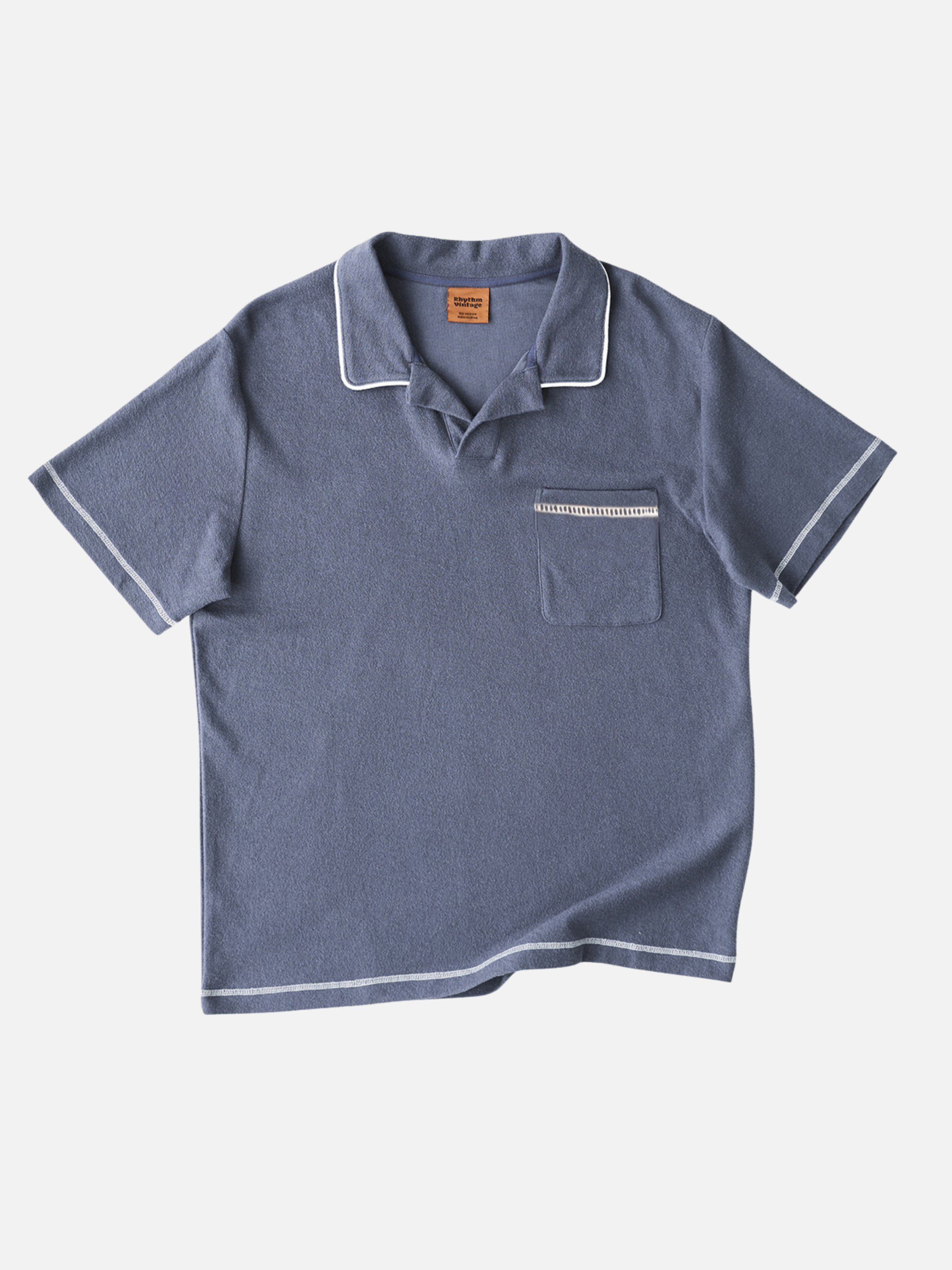 Rhythm Ladder Vintage Terry Polo Vintage Navy Men's Textured Collared Navy Blue Shirt For Men Athens GA Kempt Men's Clothing Shop Near Me