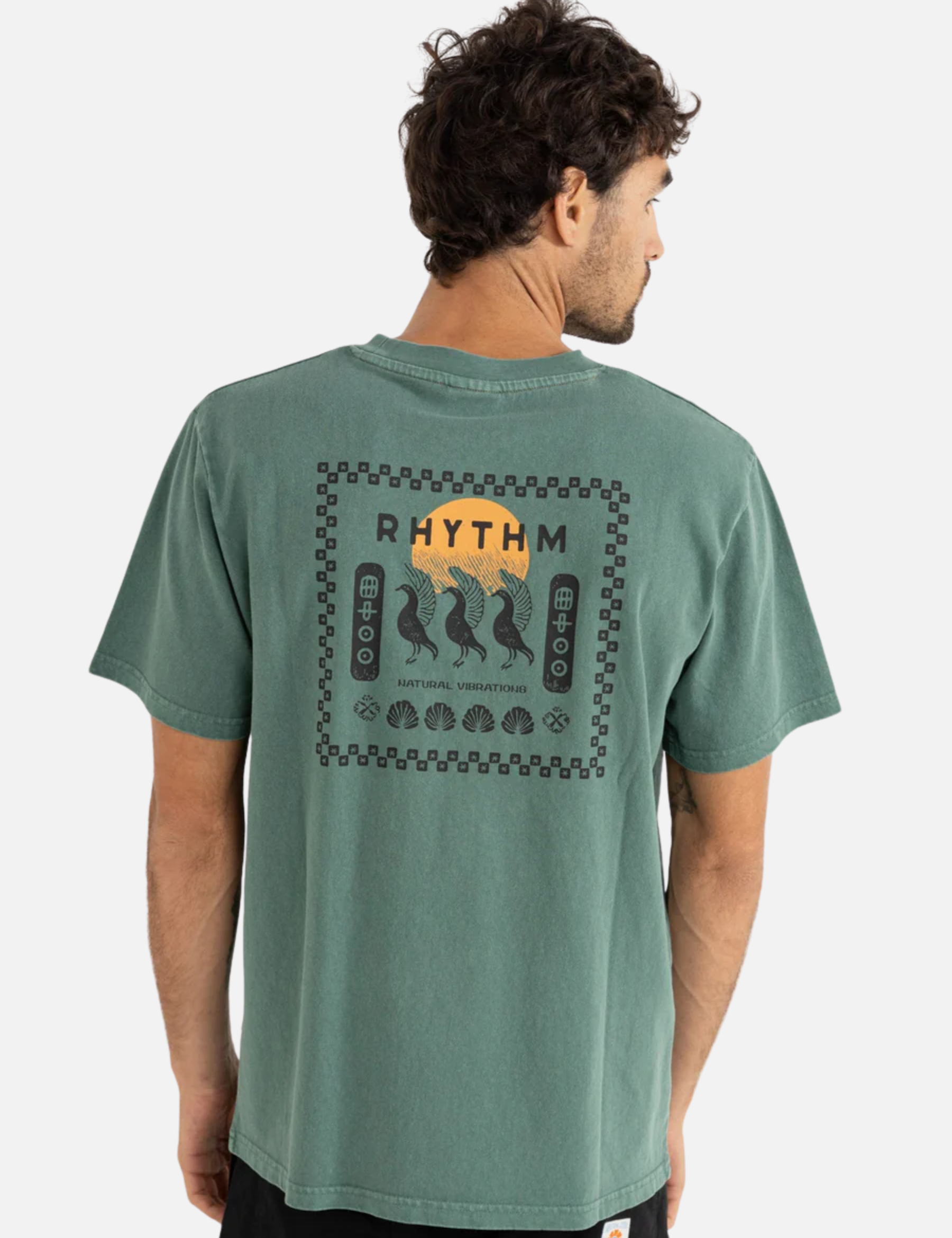 Rhythm Natural Vibrations Vintage SS Short Sleeve T-Shirt Vintage Green Men's Jersey Knit Graphic Tee For Men Athens GA Georgia Kempt Menswear Store Near Me