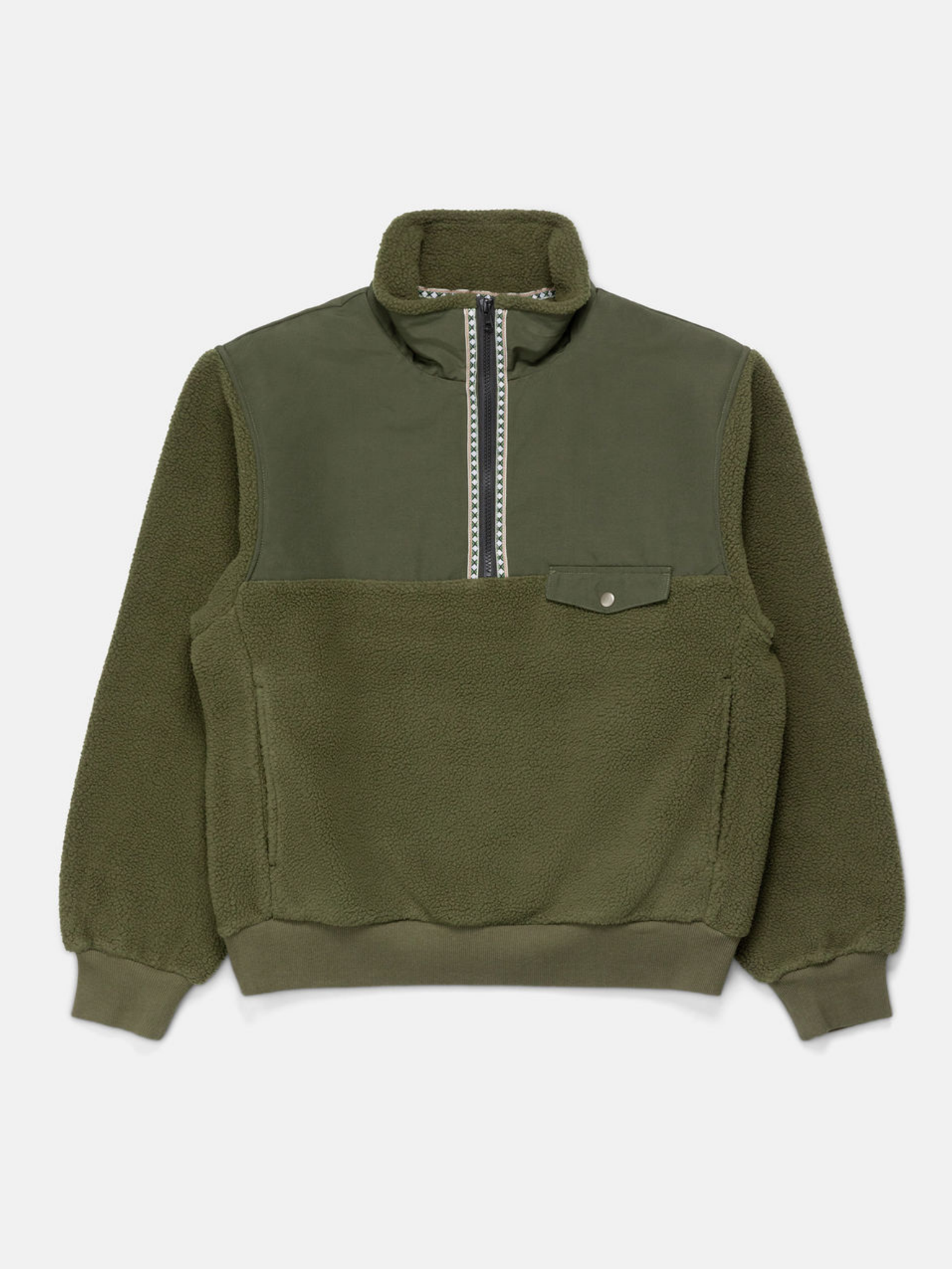 Rhythm Livin Pfeiffer Sherpa Fleece  Pullover Olive Green Men's LS Long Sleeve Half-Zip For Men Athens GA Georgia Kempt Menswear Store Near Me