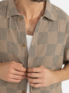 Rhythm Tanner Check SS Short Sleeve Shirt Tobacco Men's Relaxed Fit Button Up Casual Shirt For Men Athens GA Georgia Kempt Menswear Store Near Me