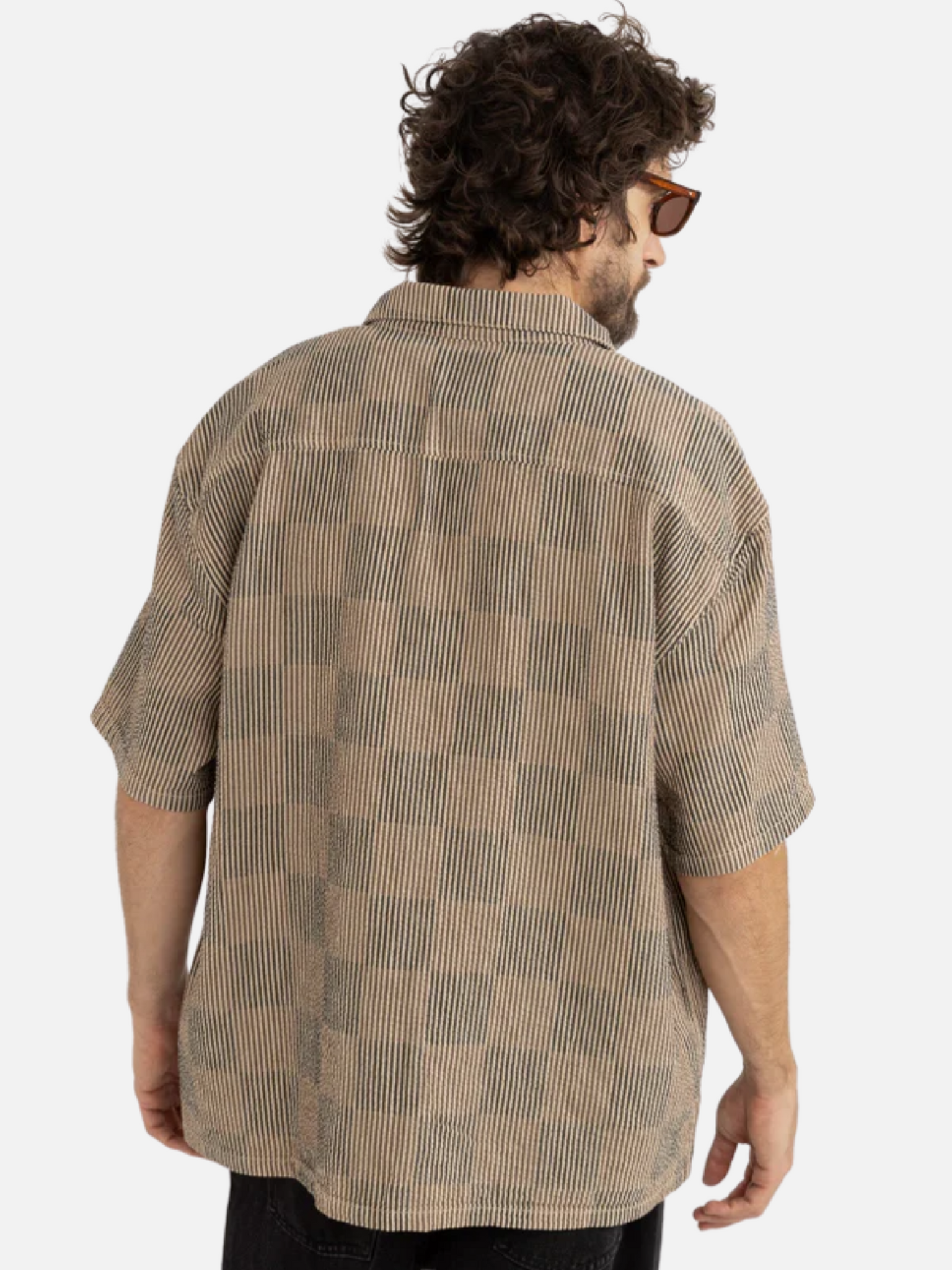 Rhythm Tanner Check SS Short Sleeve Shirt Tobacco Men's Relaxed Fit Button Up Casual Shirt For Men Athens GA Georgia Kempt Menswear Store Near Me