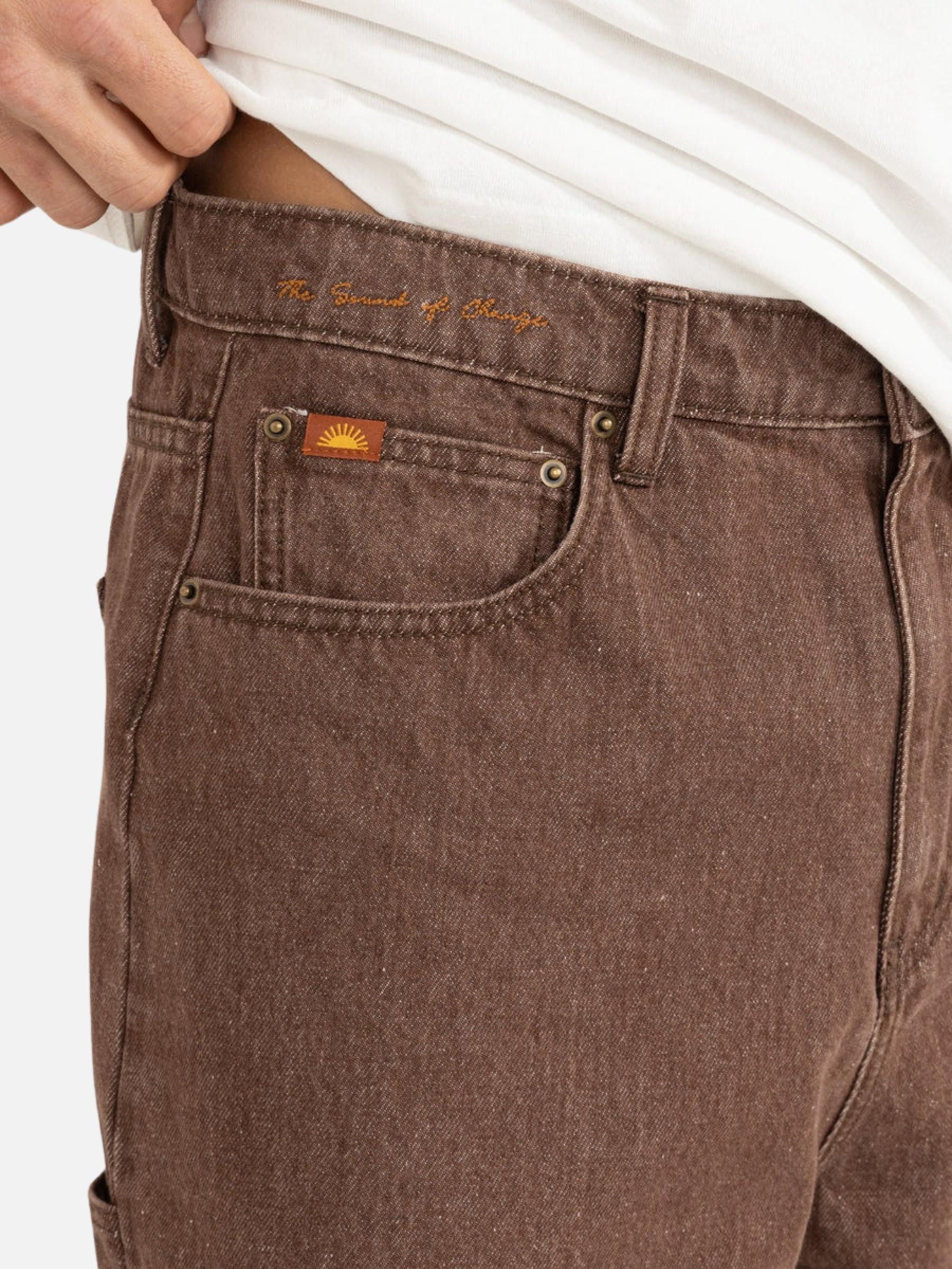 Rhythm Toby Denim Short Washed Brown Men's Relaxed Fit Jort Jean Short For Men Athens GA Georgia Kempt Menswear Store Near Me
