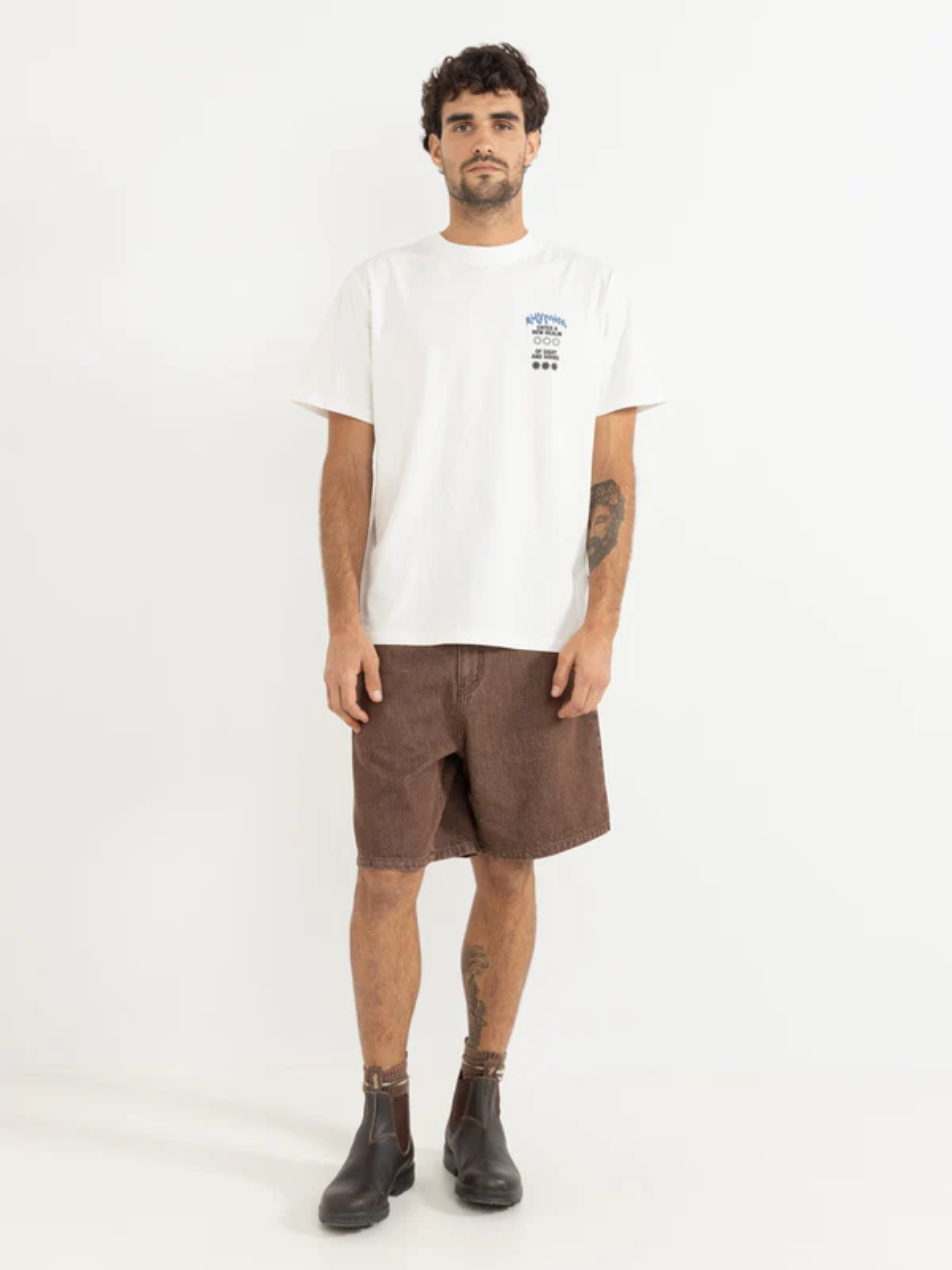 Rhythm Toby Denim Short Washed Brown Men's Relaxed Fit Jort Jean Short For Men Athens GA Georgia Kempt Menswear Store Near Me