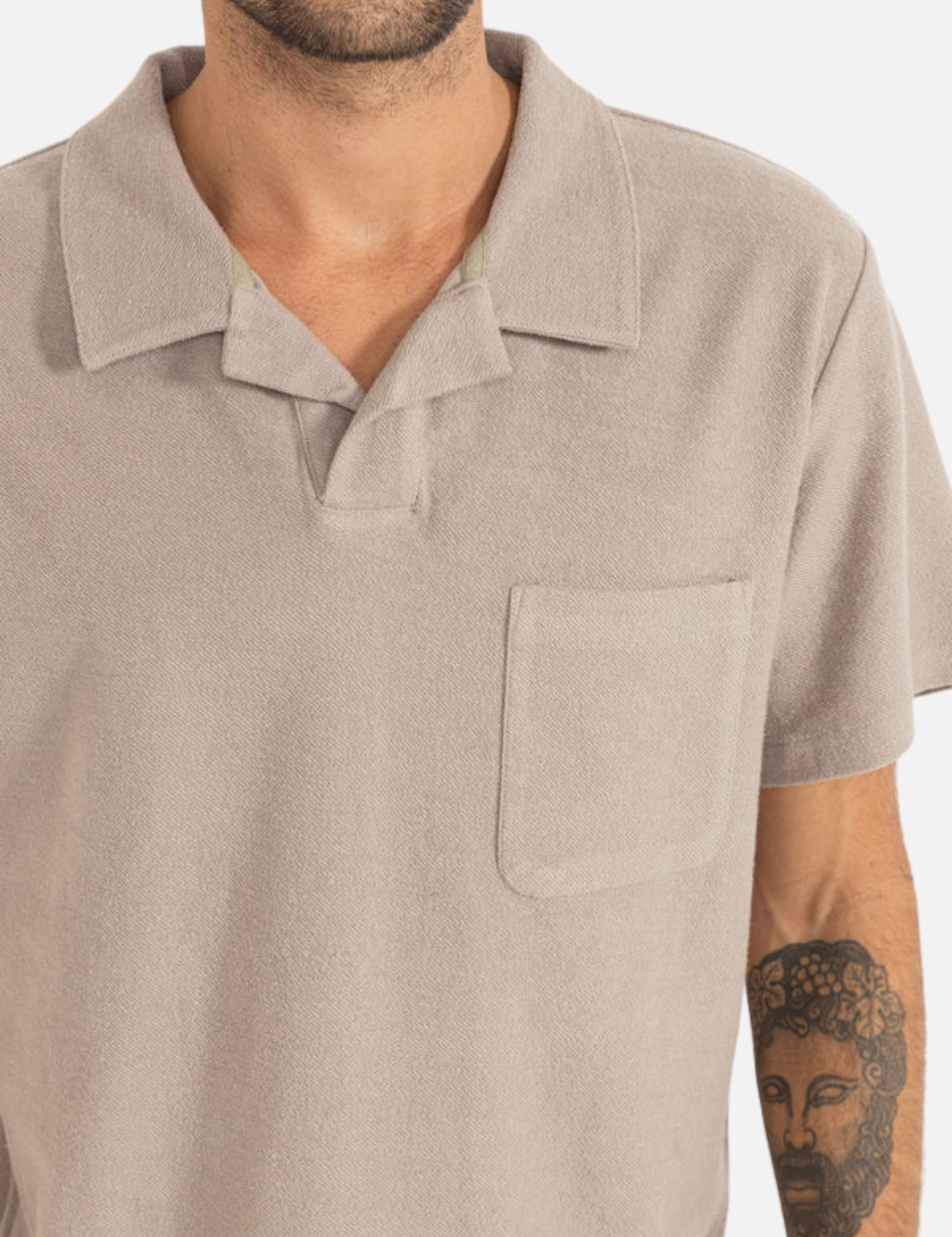 Rhythm Vintage Terry Polo Stone Men's Terrycloth Casual Collared Top For Men Spring Summer SS Short Sleeve Shirt Athens GA Georgia Kempt Menswear Store Near Me