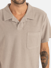 Rhythm Vintage Terry Polo Stone Men's Terrycloth Casual Collared Top For Men Spring Summer SS Short Sleeve Shirt Athens GA Georgia Kempt Menswear Store Near Me