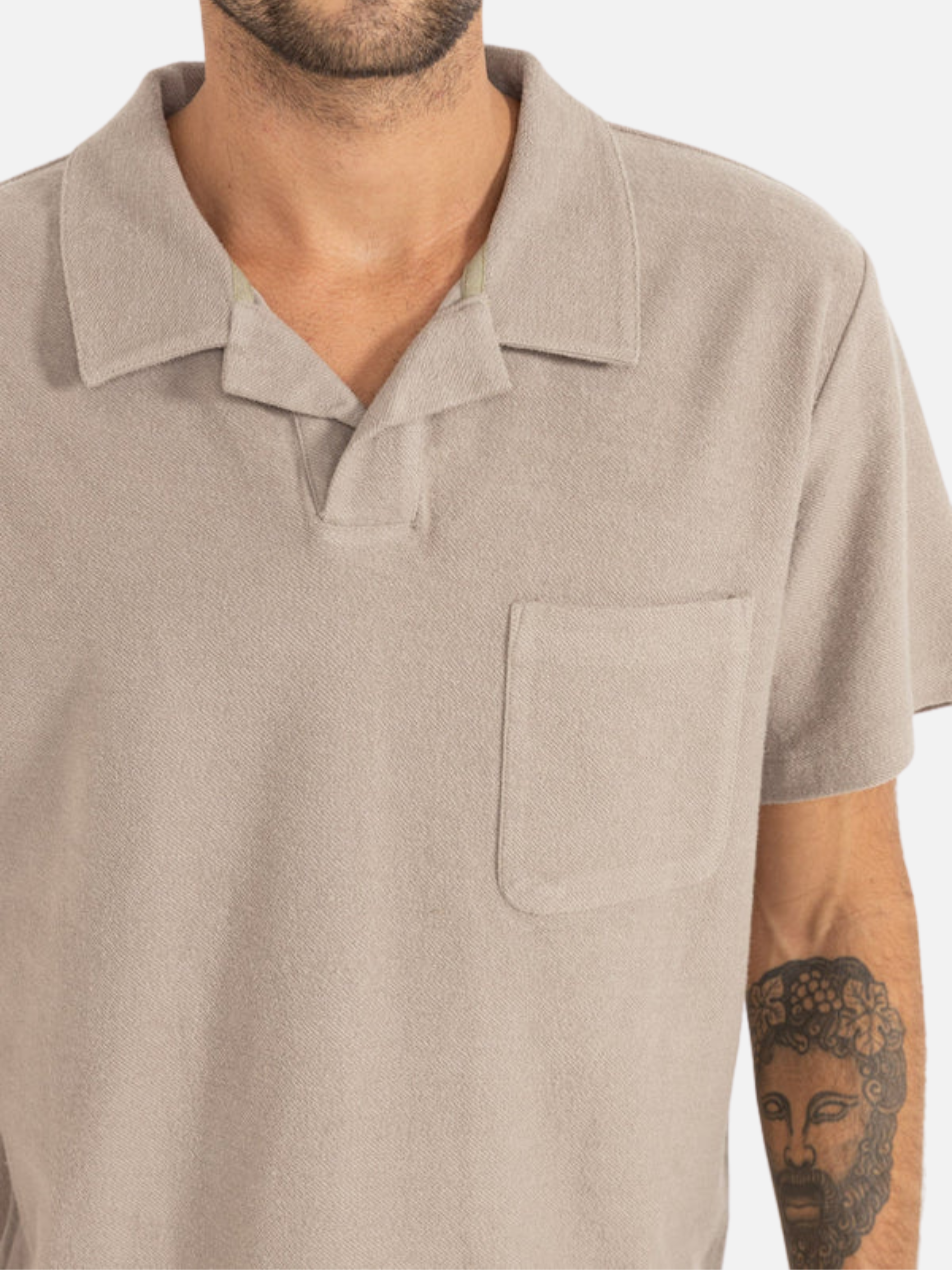 Rhythm Vintage Terry Polo Stone Men's Terrycloth Casual Collared Top For Men Spring Summer SS Short Sleeve Shirt Athens GA Georgia Kempt Menswear Store Near Me