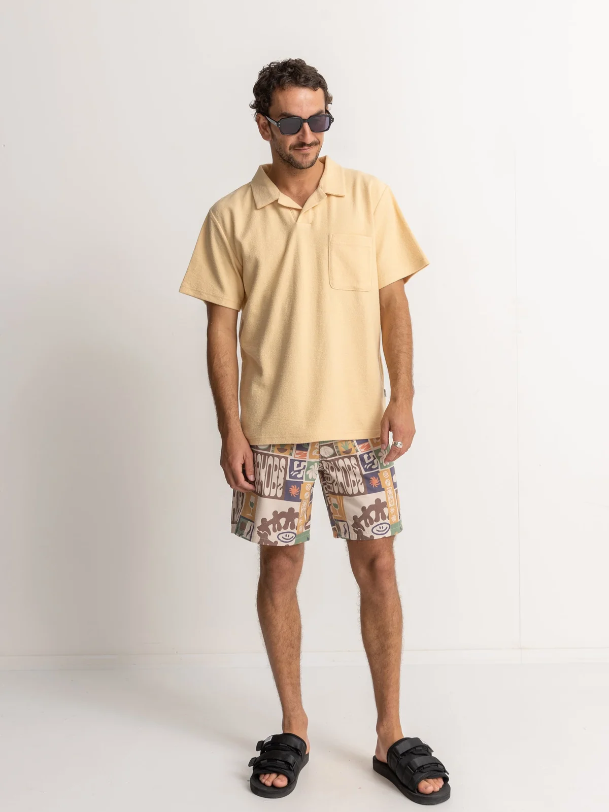 rhythm vintage terry polo sand tan cream butter colorway ss short sleeve kempt athens ga georgia men's clothing store