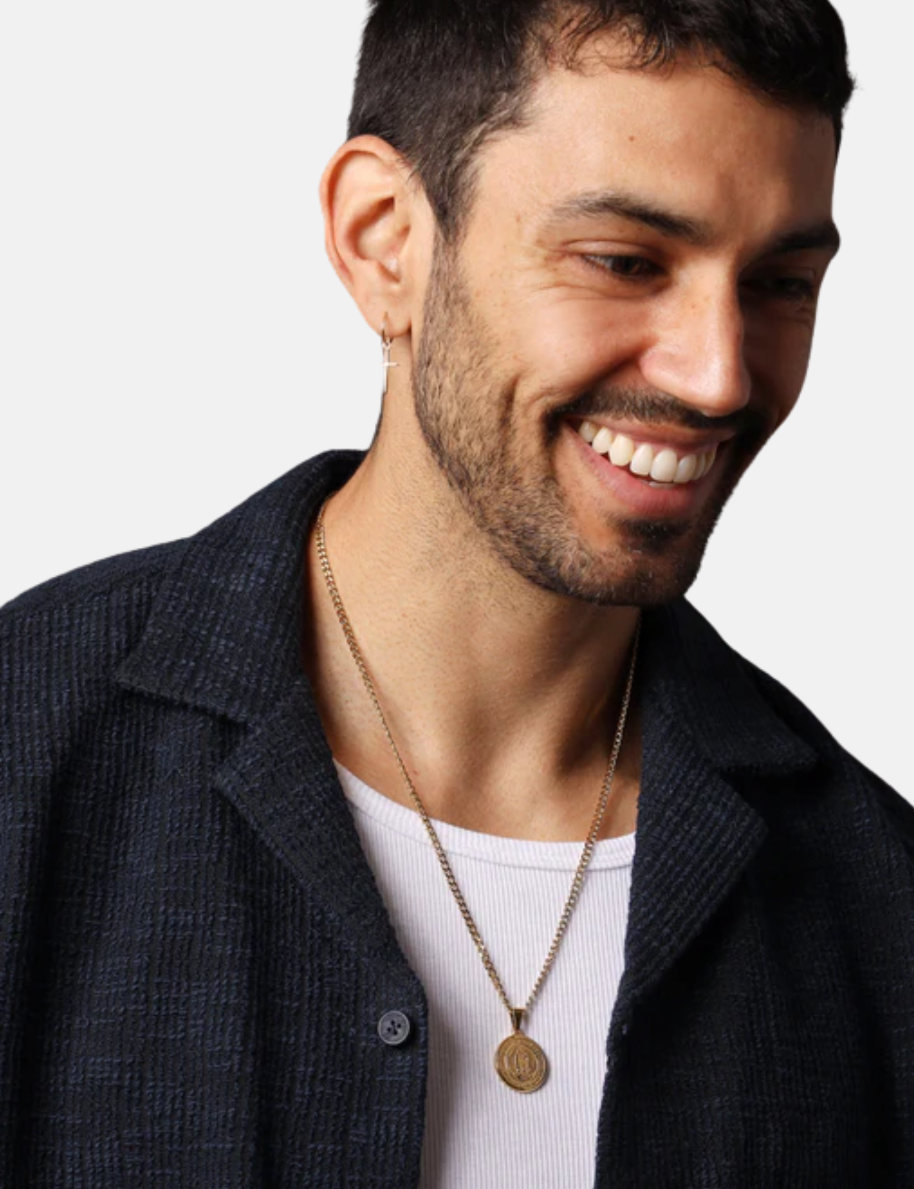 We Are All Smith Round Virgen de Guadalupe 14k Gold Plated Necklace 20" Inch Men's Pendant Cuban Chain Accessory For Men Athens GA Georgia Kempt Menswear Store Near Me