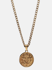 We Are All Smith Round Virgen de Guadalupe 14k Gold Plated Necklace 20" Inch Men's Pendant Cuban Chain Accessory For Men Athens GA Georgia Kempt Menswear Store Near Me